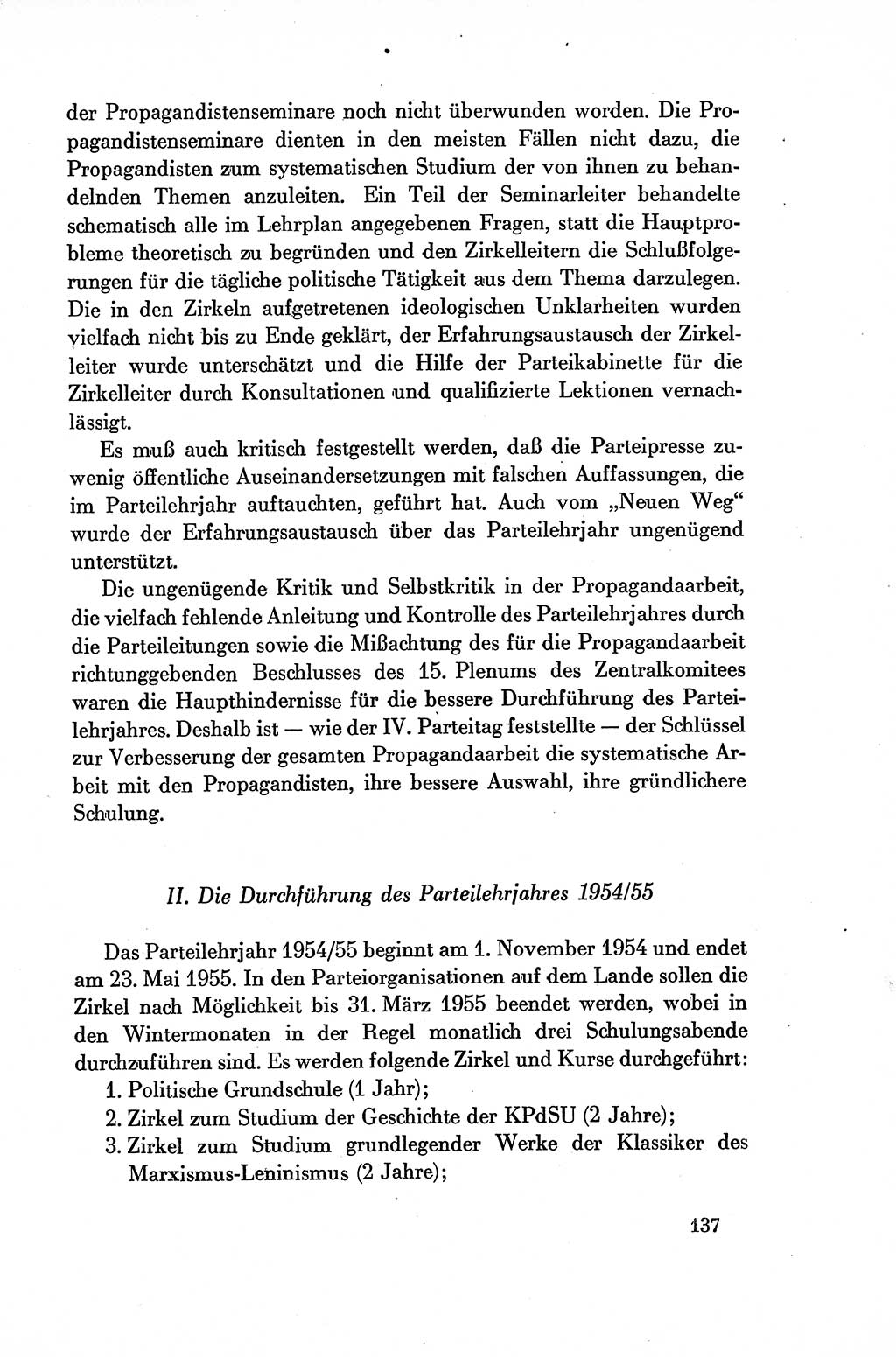 Dokumente der Sozialistischen Einheitspartei Deutschlands (SED) [Deutsche Demokratische Republik (DDR)] 1954-1955, Seite 137 (Dok. SED DDR 1954-1955, S. 137)
