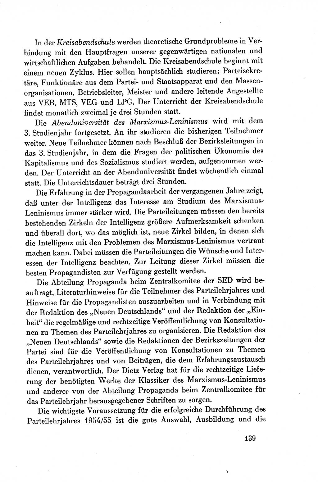 Dokumente der Sozialistischen Einheitspartei Deutschlands (SED) [Deutsche Demokratische Republik (DDR)] 1954-1955, Seite 139 (Dok. SED DDR 1954-1955, S. 139)