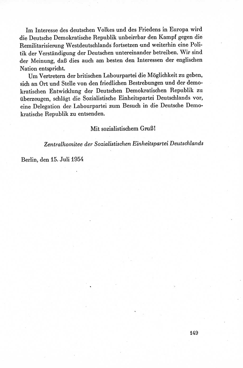 Dokumente der Sozialistischen Einheitspartei Deutschlands (SED) [Deutsche Demokratische Republik (DDR)] 1954-1955, Seite 149 (Dok. SED DDR 1954-1955, S. 149)