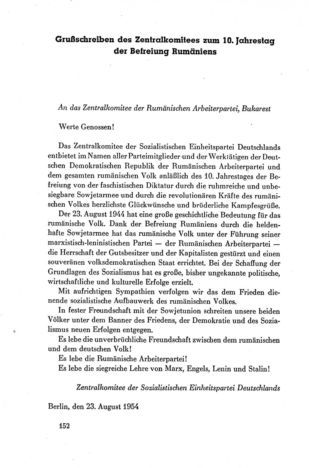 Dokumente der Sozialistischen Einheitspartei Deutschlands (SED) [Deutsche Demokratische Republik (DDR)] 1954-1955, Seite 152 (Dok. SED DDR 1954-1955, S. 152)