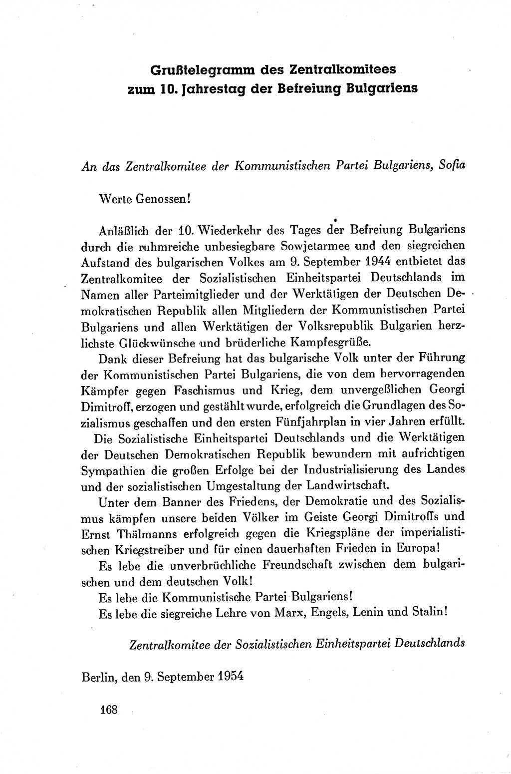 Dokumente der Sozialistischen Einheitspartei Deutschlands (SED) [Deutsche Demokratische Republik (DDR)] 1954-1955, Seite 168 (Dok. SED DDR 1954-1955, S. 168)