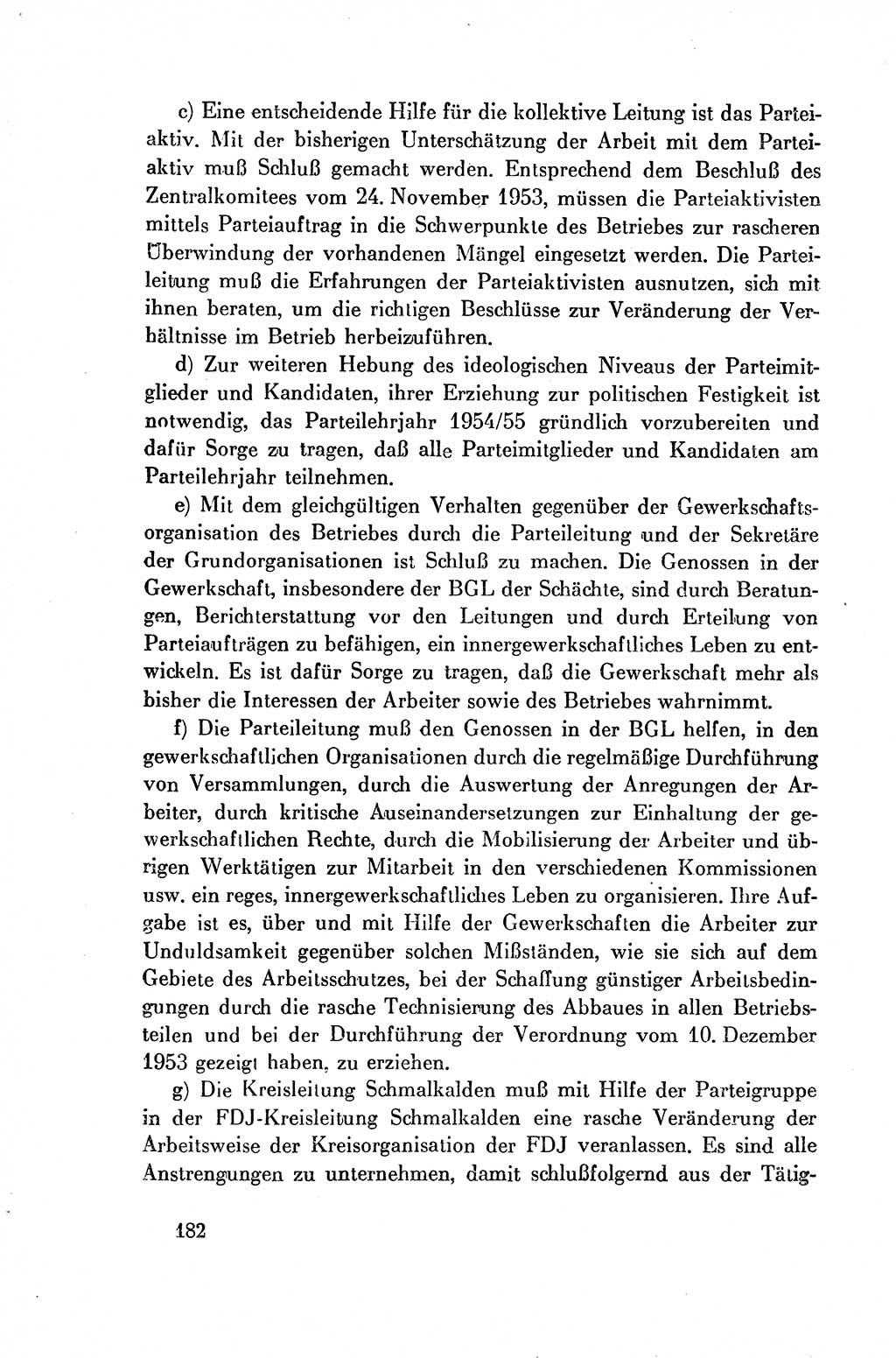 Dokumente der Sozialistischen Einheitspartei Deutschlands (SED) [Deutsche Demokratische Republik (DDR)] 1954-1955, Seite 182 (Dok. SED DDR 1954-1955, S. 182)