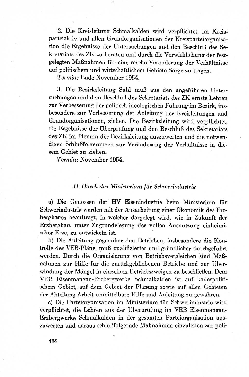 Dokumente der Sozialistischen Einheitspartei Deutschlands (SED) [Deutsche Demokratische Republik (DDR)] 1954-1955, Seite 184 (Dok. SED DDR 1954-1955, S. 184)