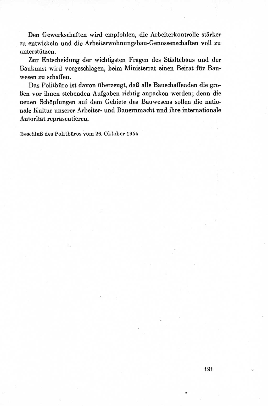 Dokumente der Sozialistischen Einheitspartei Deutschlands (SED) [Deutsche Demokratische Republik (DDR)] 1954-1955, Seite 191 (Dok. SED DDR 1954-1955, S. 191)