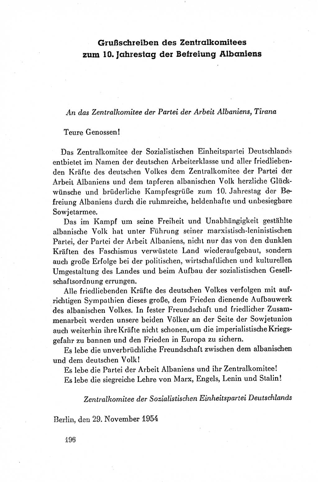 Dokumente der Sozialistischen Einheitspartei Deutschlands (SED) [Deutsche Demokratische Republik (DDR)] 1954-1955, Seite 196 (Dok. SED DDR 1954-1955, S. 196)