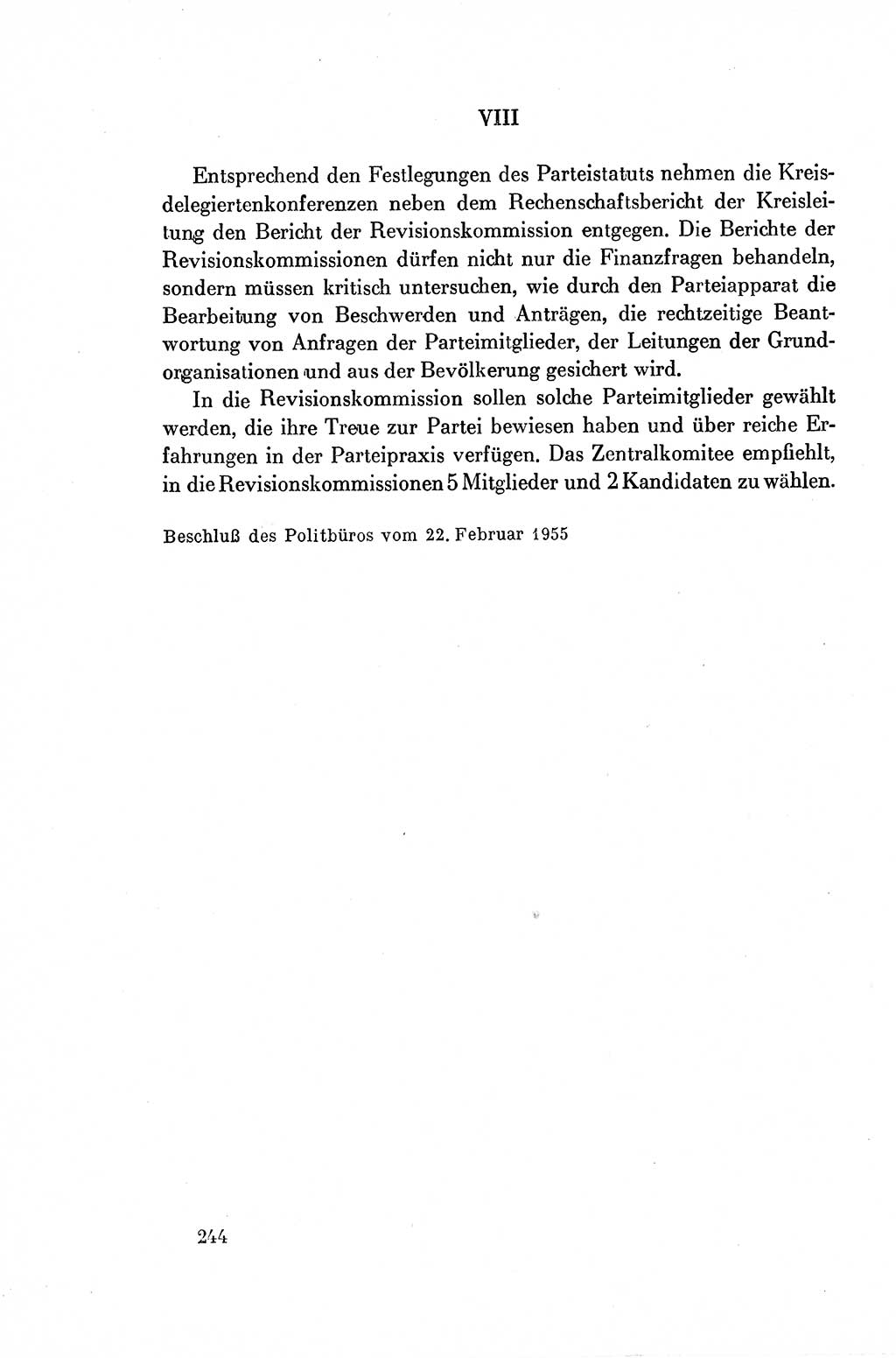 Dokumente der Sozialistischen Einheitspartei Deutschlands (SED) [Deutsche Demokratische Republik (DDR)] 1954-1955, Seite 244 (Dok. SED DDR 1954-1955, S. 244)