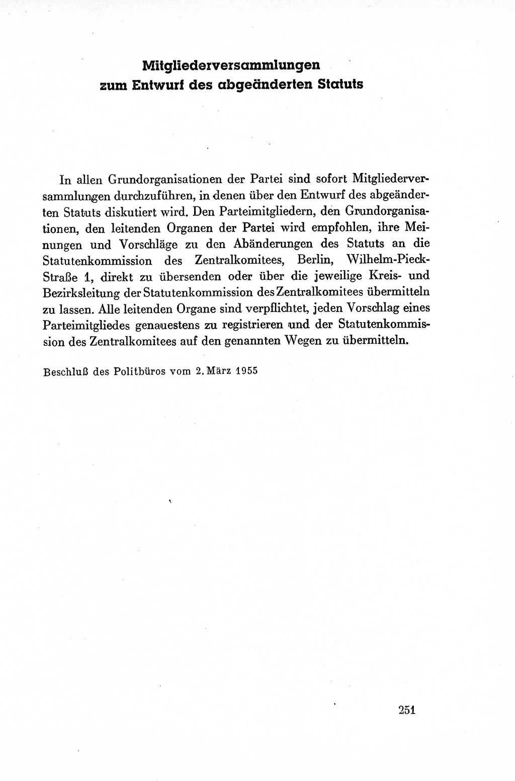 Dokumente der Sozialistischen Einheitspartei Deutschlands (SED) [Deutsche Demokratische Republik (DDR)] 1954-1955, Seite 251 (Dok. SED DDR 1954-1955, S. 251)