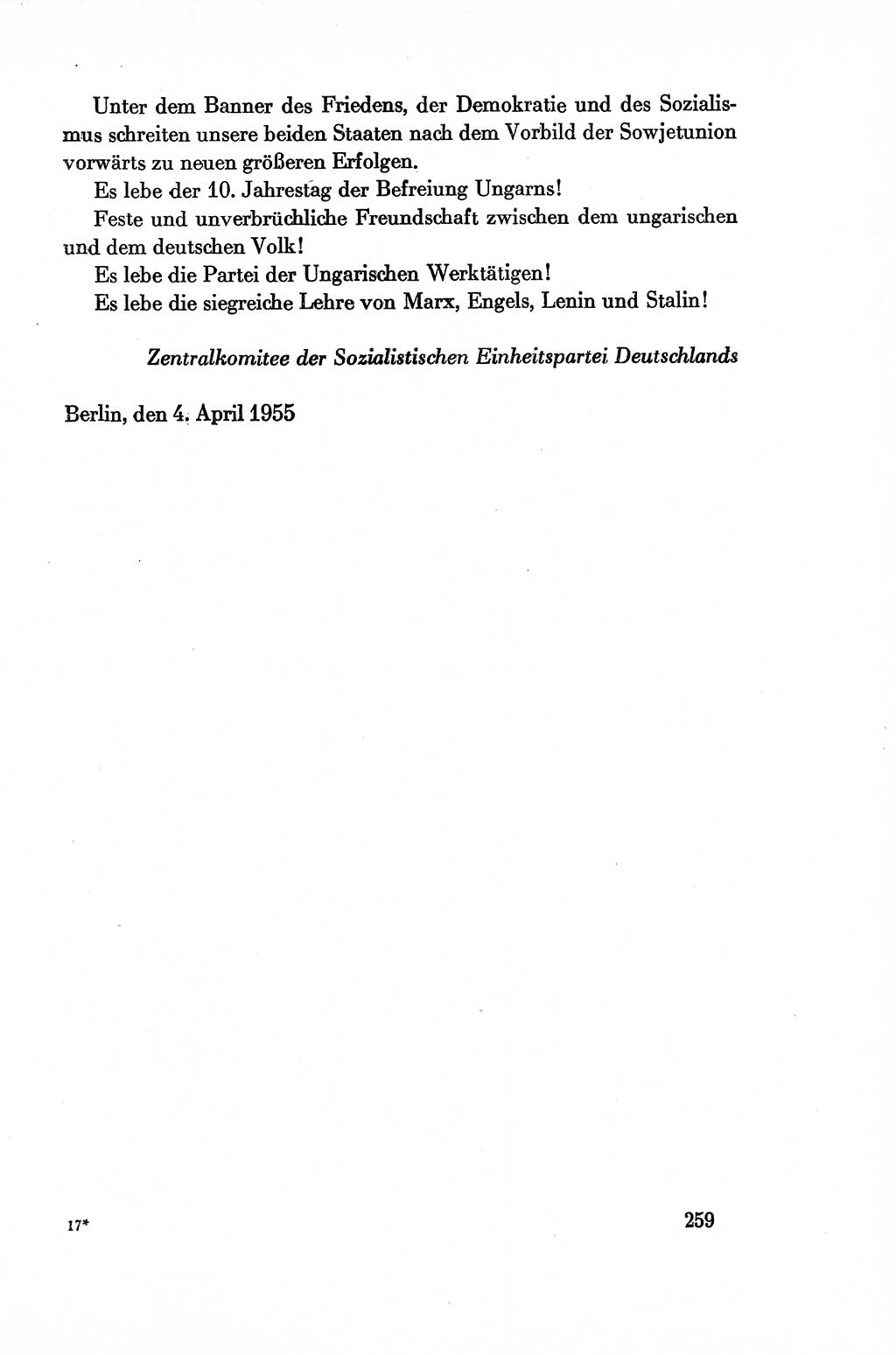 Dokumente der Sozialistischen Einheitspartei Deutschlands (SED) [Deutsche Demokratische Republik (DDR)] 1954-1955, Seite 259 (Dok. SED DDR 1954-1955, S. 259)