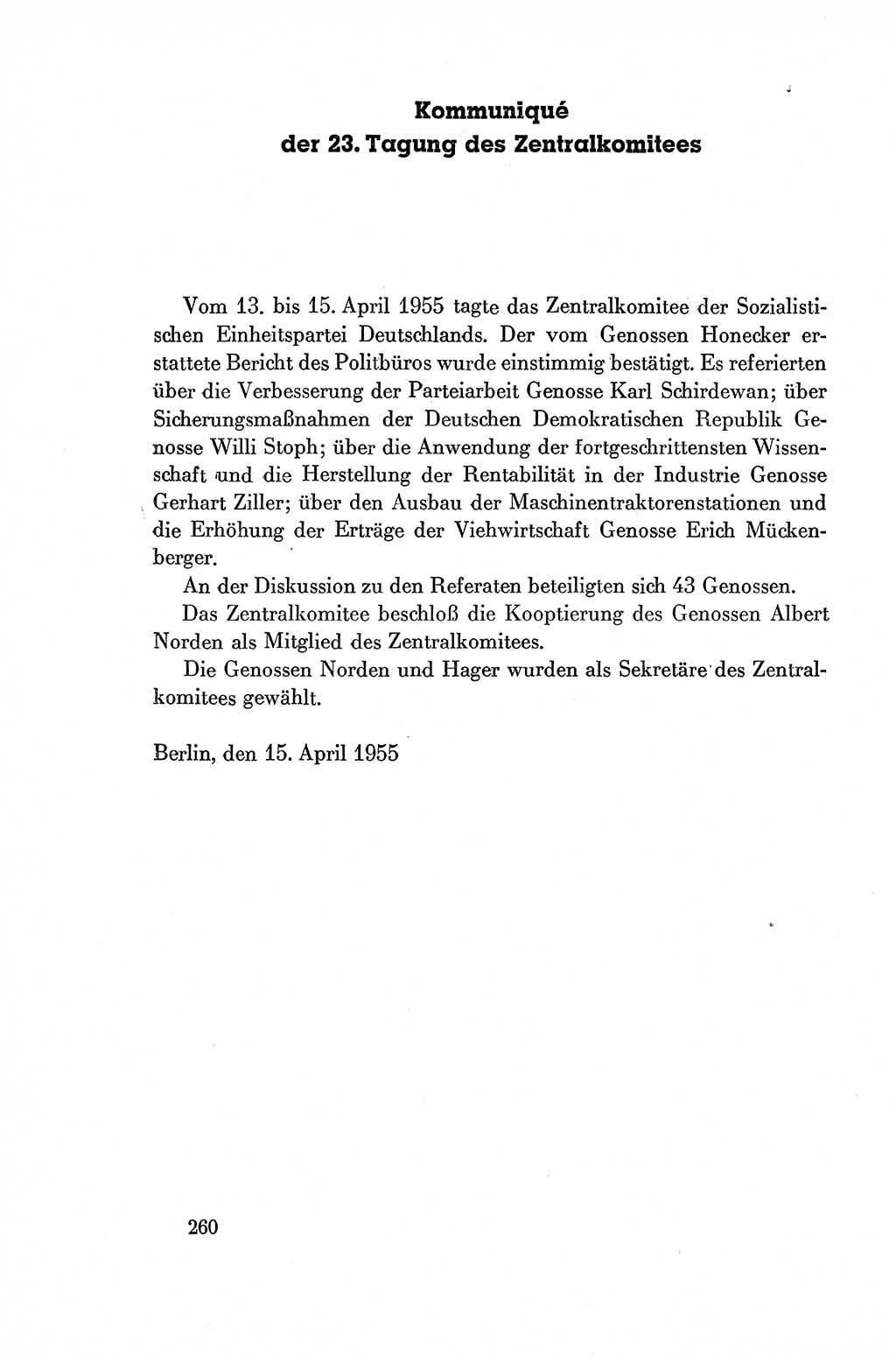 Dokumente der Sozialistischen Einheitspartei Deutschlands (SED) [Deutsche Demokratische Republik (DDR)] 1954-1955, Seite 260 (Dok. SED DDR 1954-1955, S. 260)