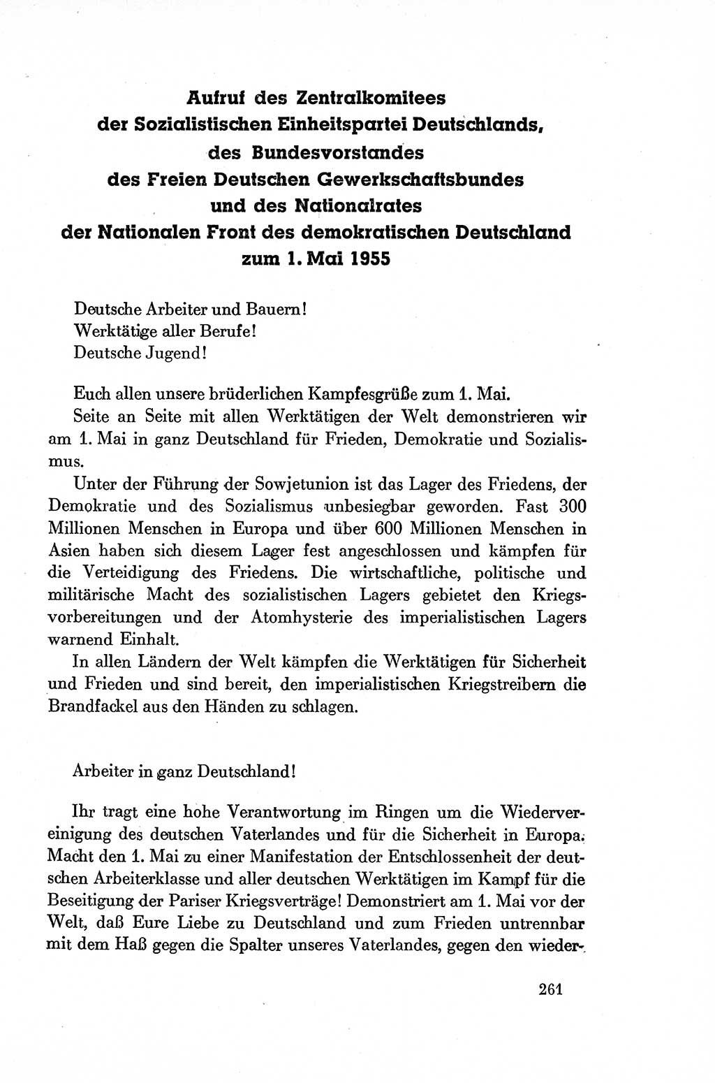 Dokumente der Sozialistischen Einheitspartei Deutschlands (SED) [Deutsche Demokratische Republik (DDR)] 1954-1955, Seite 261 (Dok. SED DDR 1954-1955, S. 261)