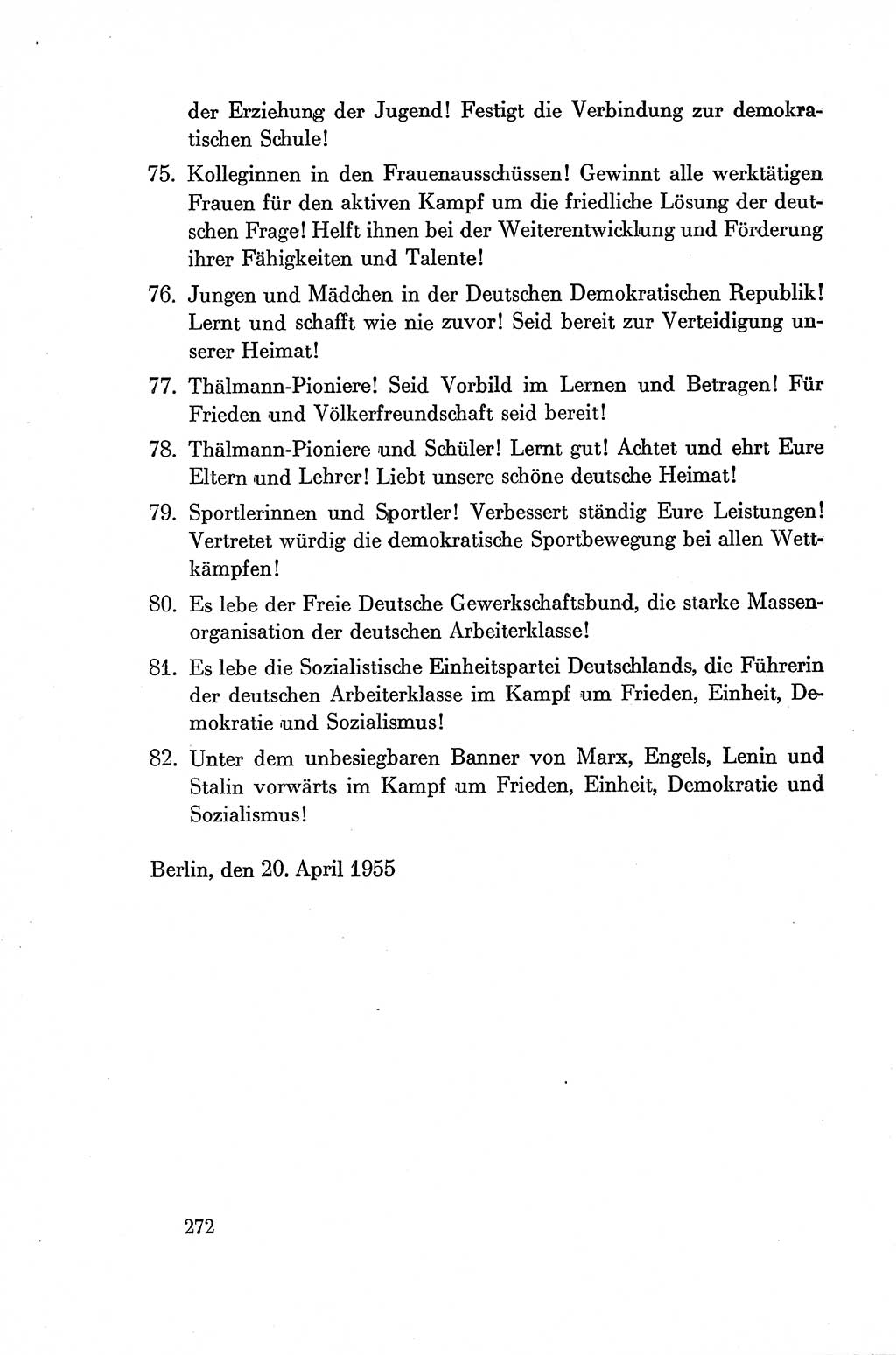 Dokumente der Sozialistischen Einheitspartei Deutschlands (SED) [Deutsche Demokratische Republik (DDR)] 1954-1955, Seite 272 (Dok. SED DDR 1954-1955, S. 272)