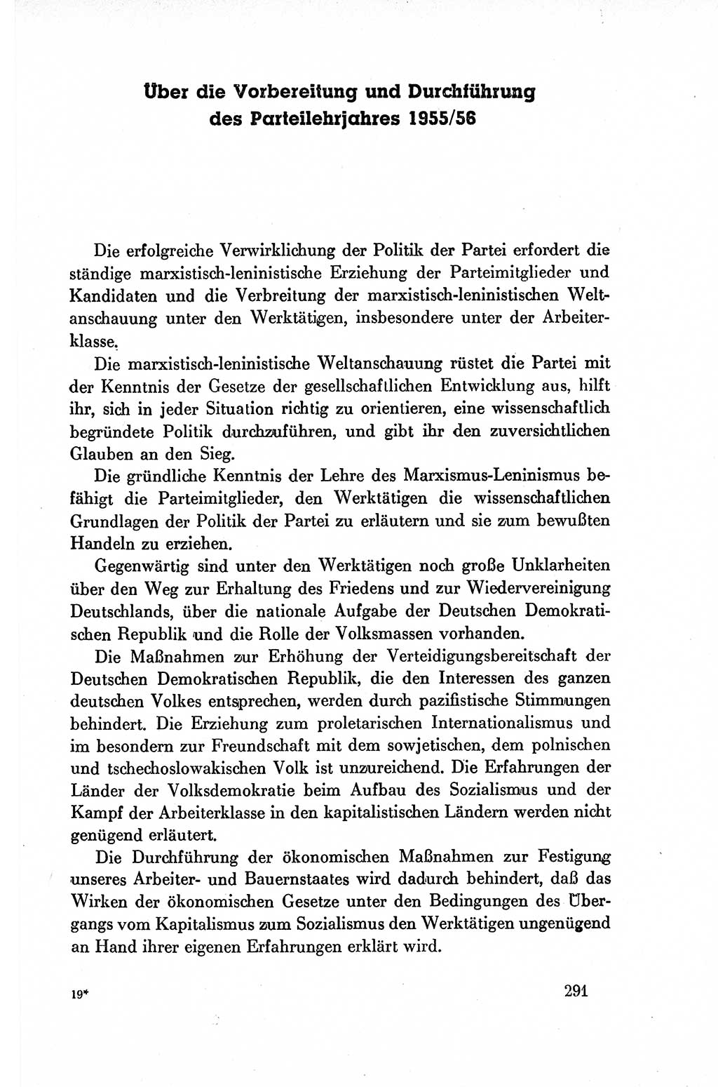 Dokumente der Sozialistischen Einheitspartei Deutschlands (SED) [Deutsche Demokratische Republik (DDR)] 1954-1955, Seite 291 (Dok. SED DDR 1954-1955, S. 291)