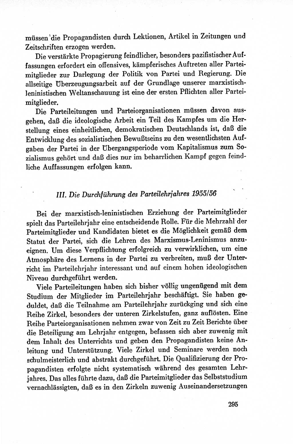 Dokumente der Sozialistischen Einheitspartei Deutschlands (SED) [Deutsche Demokratische Republik (DDR)] 1954-1955, Seite 295 (Dok. SED DDR 1954-1955, S. 295)