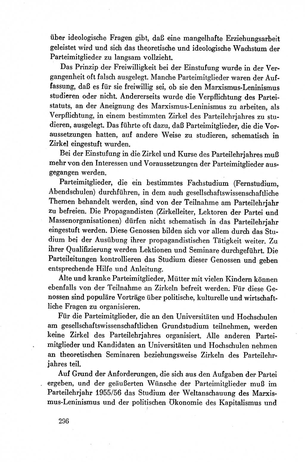 Dokumente der Sozialistischen Einheitspartei Deutschlands (SED) [Deutsche Demokratische Republik (DDR)] 1954-1955, Seite 296 (Dok. SED DDR 1954-1955, S. 296)