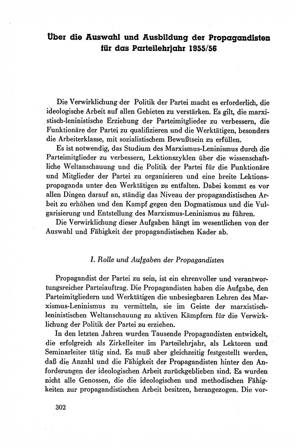 Dokumente der Sozialistischen Einheitspartei Deutschlands (SED) [Deutsche Demokratische Republik (DDR)] 1954-1955, Seite 302 (Dok. SED DDR 1954-1955, S. 302)