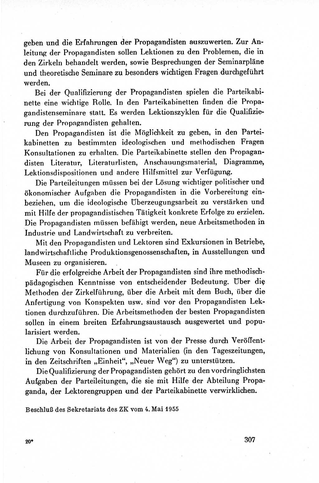 Dokumente der Sozialistischen Einheitspartei Deutschlands (SED) [Deutsche Demokratische Republik (DDR)] 1954-1955, Seite 307 (Dok. SED DDR 1954-1955, S. 307)