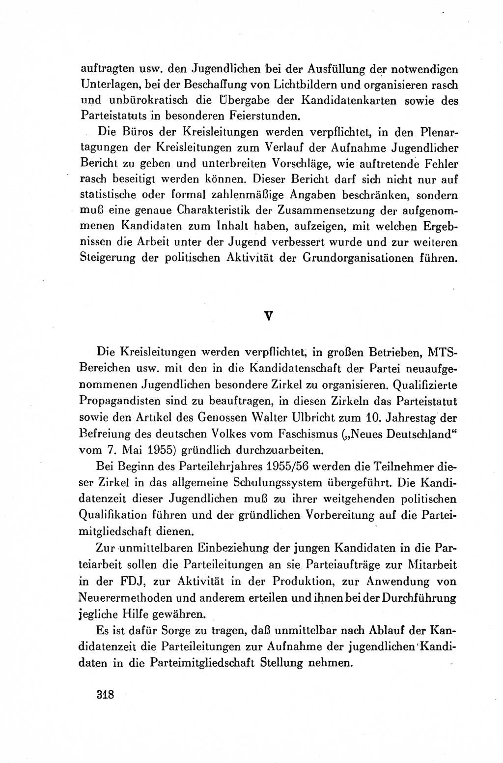 Dokumente der Sozialistischen Einheitspartei Deutschlands (SED) [Deutsche Demokratische Republik (DDR)] 1954-1955, Seite 318 (Dok. SED DDR 1954-1955, S. 318)
