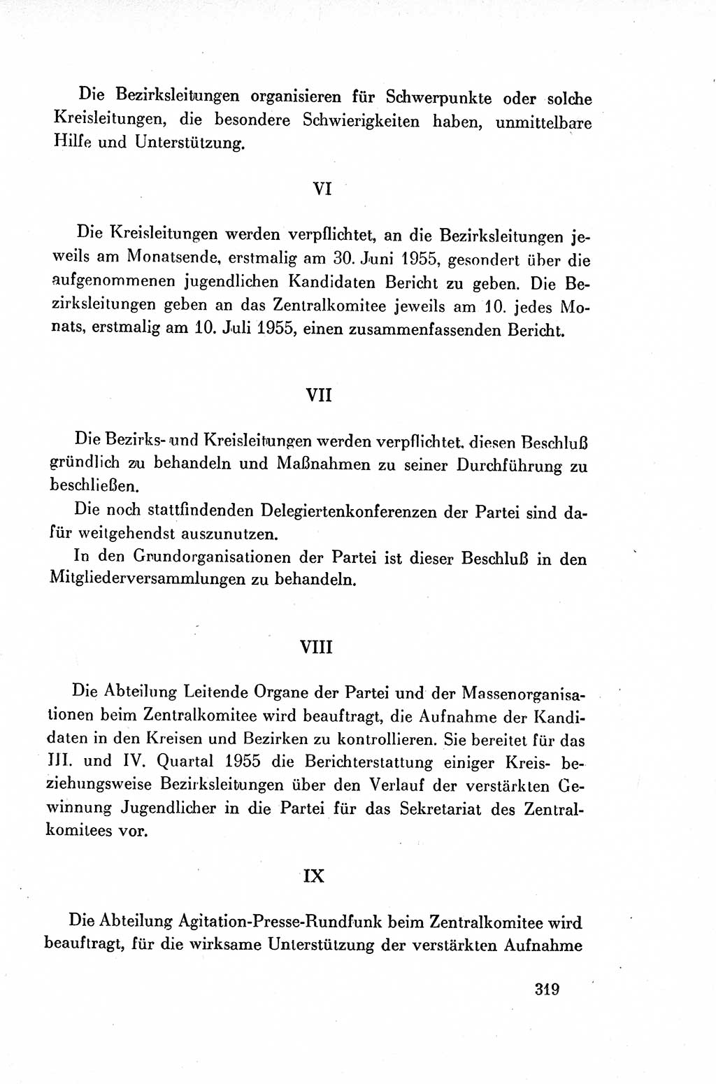 Dokumente der Sozialistischen Einheitspartei Deutschlands (SED) [Deutsche Demokratische Republik (DDR)] 1954-1955, Seite 319 (Dok. SED DDR 1954-1955, S. 319)
