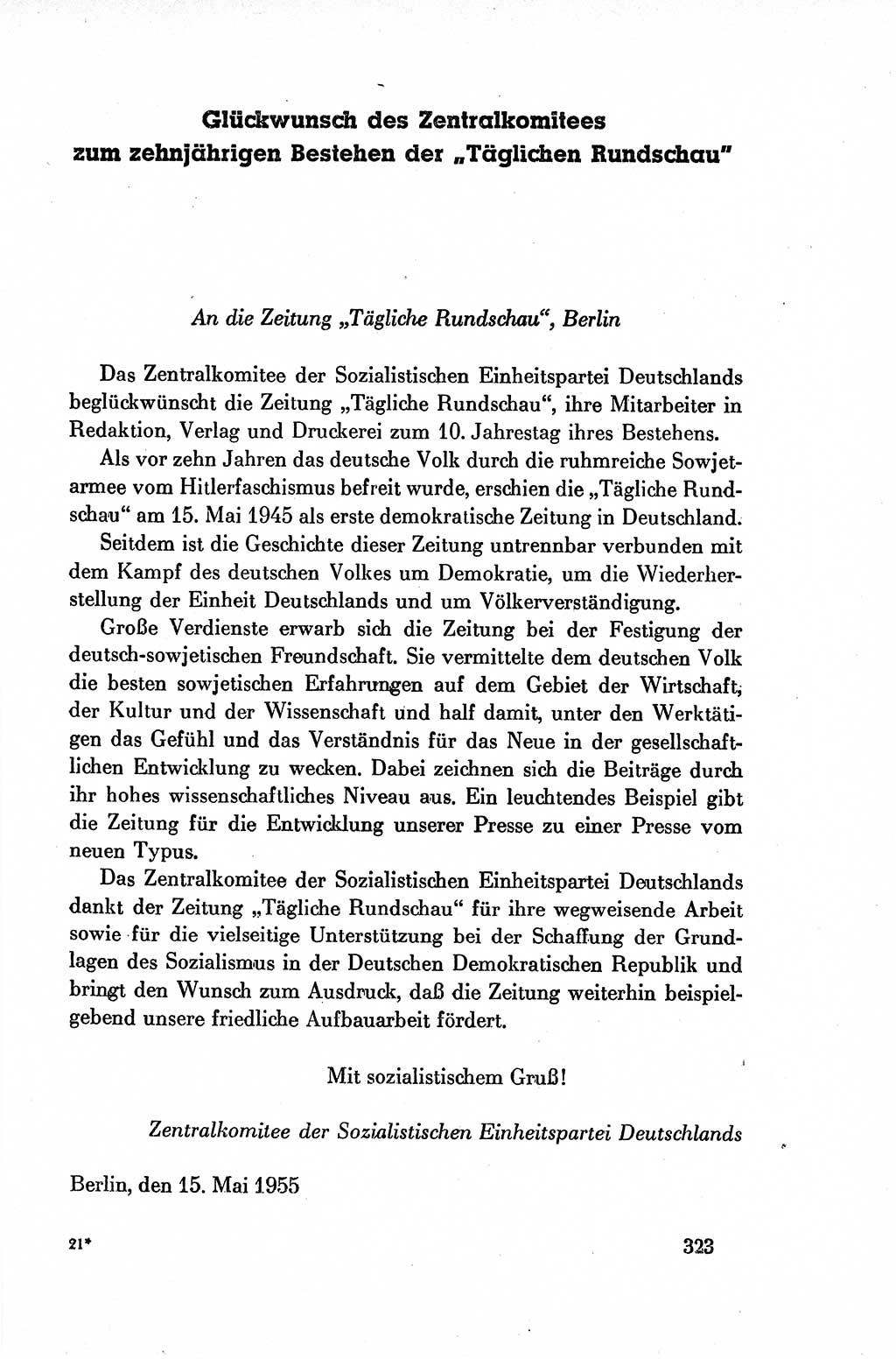 Dokumente der Sozialistischen Einheitspartei Deutschlands (SED) [Deutsche Demokratische Republik (DDR)] 1954-1955, Seite 323 (Dok. SED DDR 1954-1955, S. 323)
