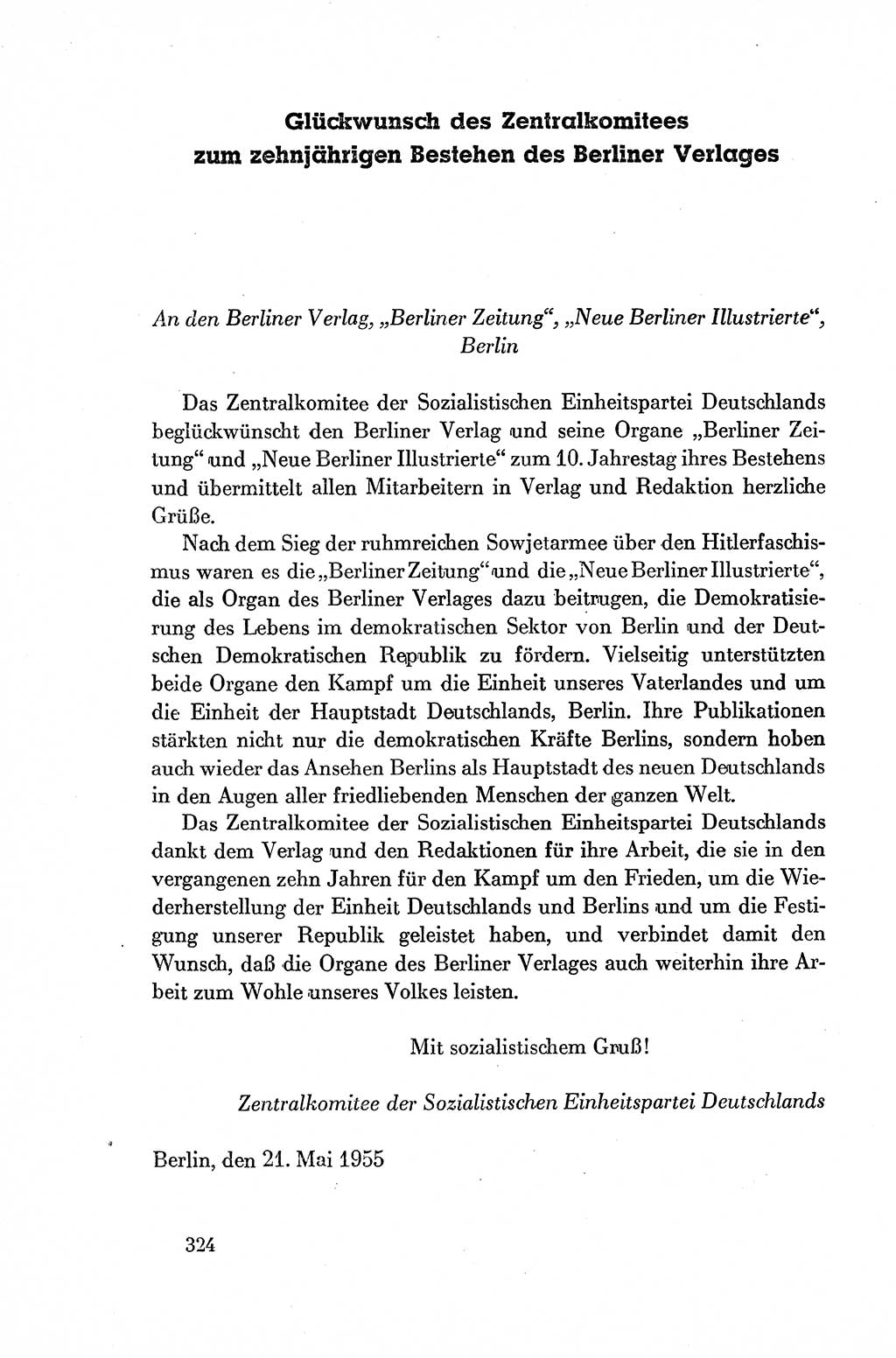 Dokumente der Sozialistischen Einheitspartei Deutschlands (SED) [Deutsche Demokratische Republik (DDR)] 1954-1955, Seite 324 (Dok. SED DDR 1954-1955, S. 324)