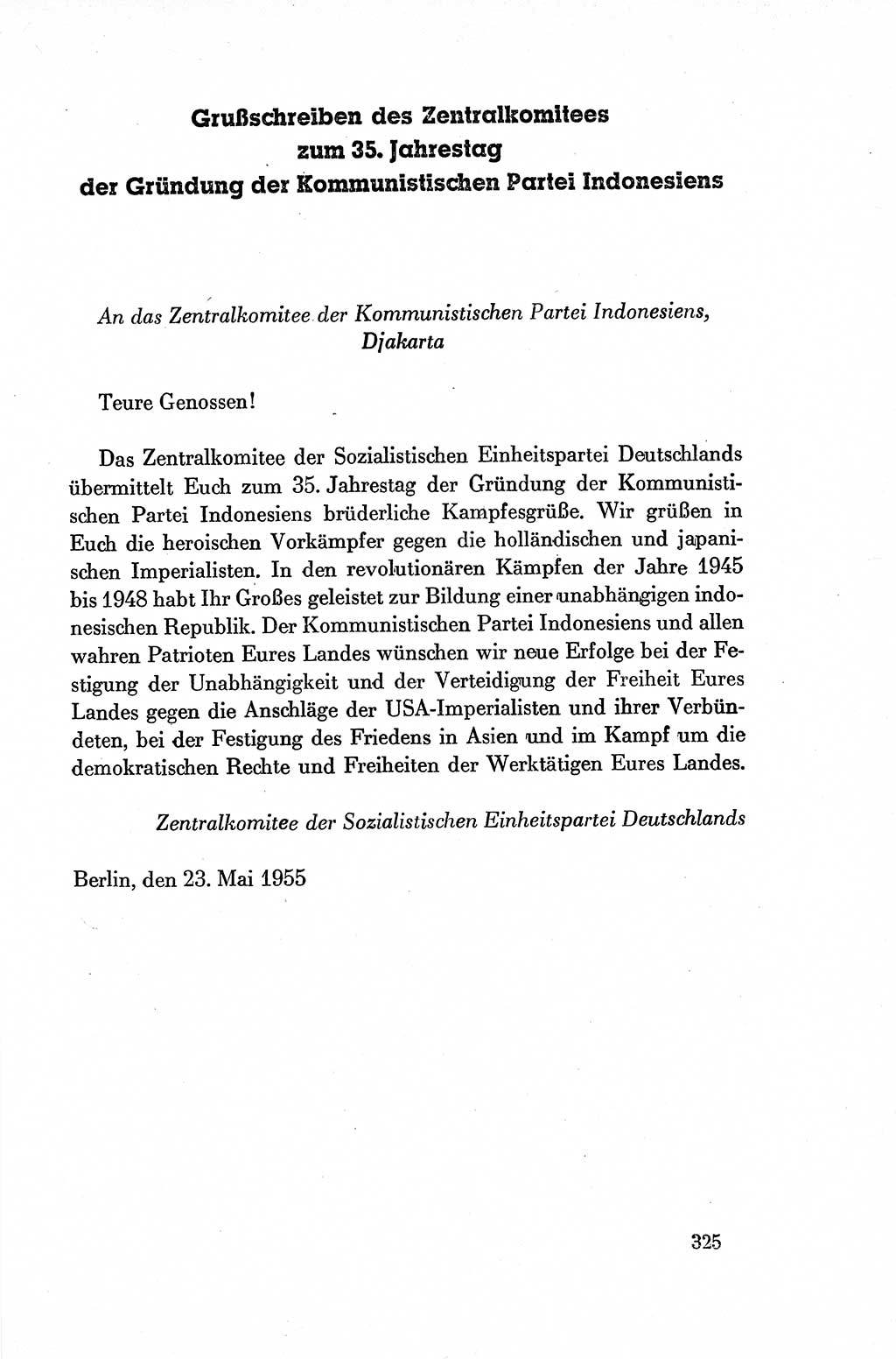 Dokumente der Sozialistischen Einheitspartei Deutschlands (SED) [Deutsche Demokratische Republik (DDR)] 1954-1955, Seite 325 (Dok. SED DDR 1954-1955, S. 325)