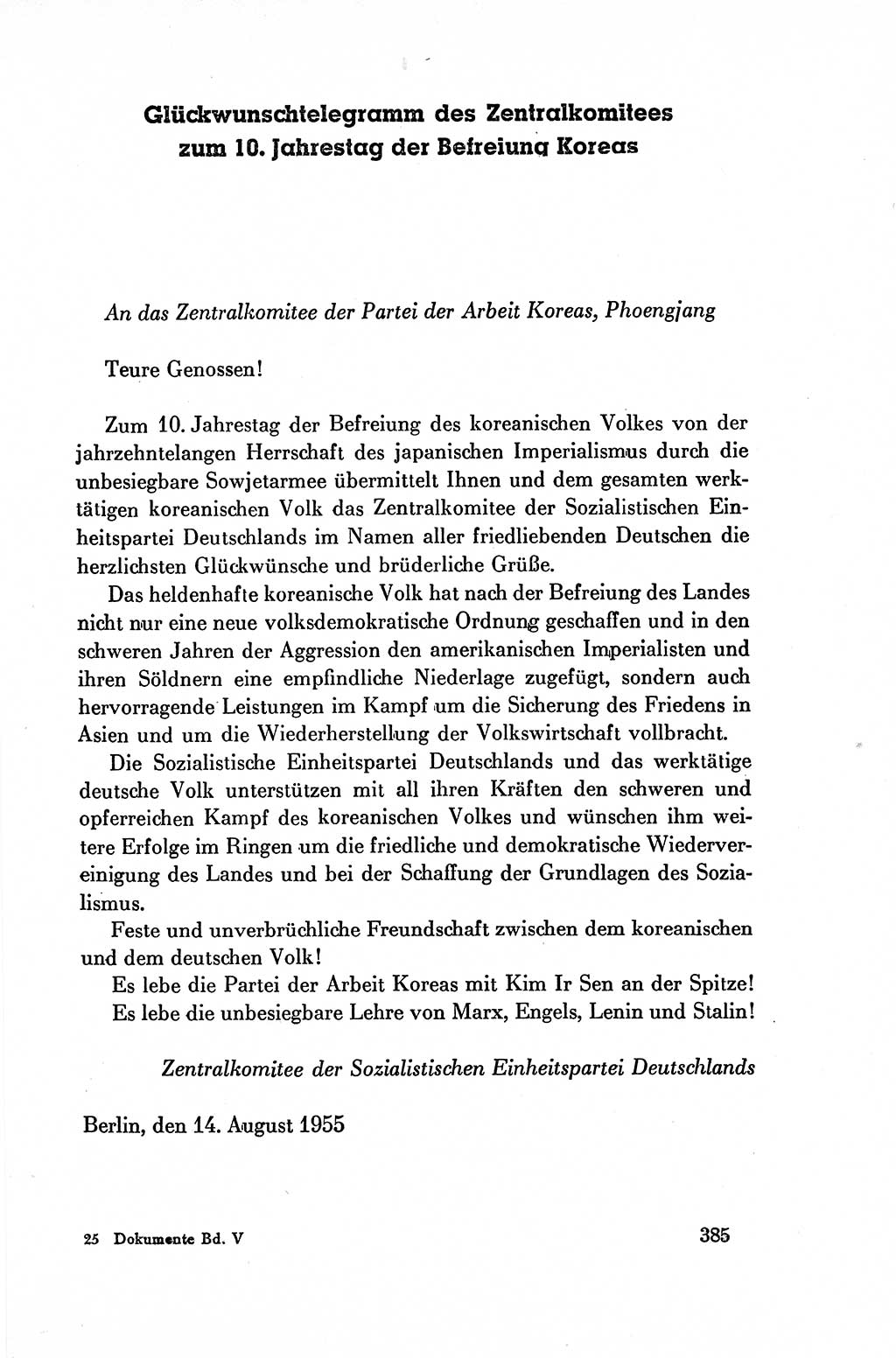 Dokumente der Sozialistischen Einheitspartei Deutschlands (SED) [Deutsche Demokratische Republik (DDR)] 1954-1955, Seite 385 (Dok. SED DDR 1954-1955, S. 385)