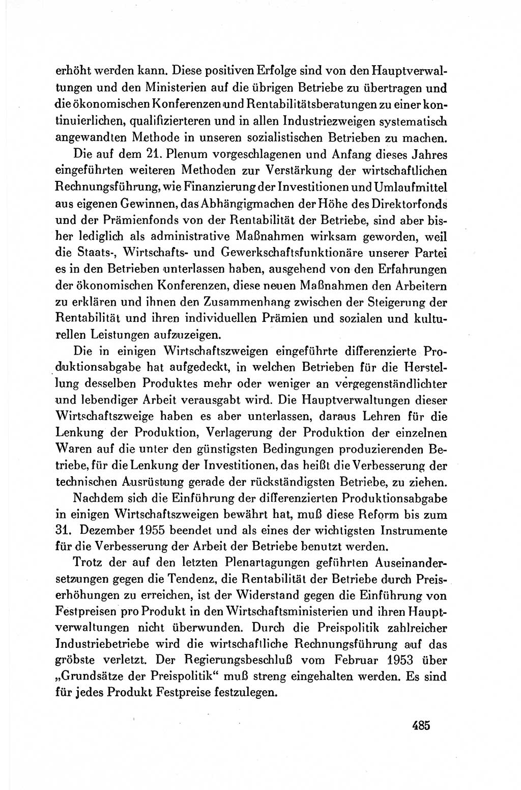 Dokumente der Sozialistischen Einheitspartei Deutschlands (SED) [Deutsche Demokratische Republik (DDR)] 1954-1955, Seite 485 (Dok. SED DDR 1954-1955, S. 485)