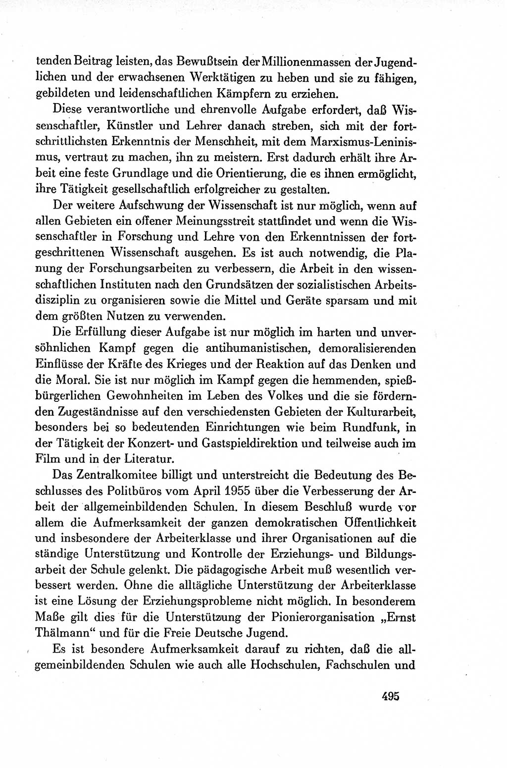 Dokumente der Sozialistischen Einheitspartei Deutschlands (SED) [Deutsche Demokratische Republik (DDR)] 1954-1955, Seite 495 (Dok. SED DDR 1954-1955, S. 495)
