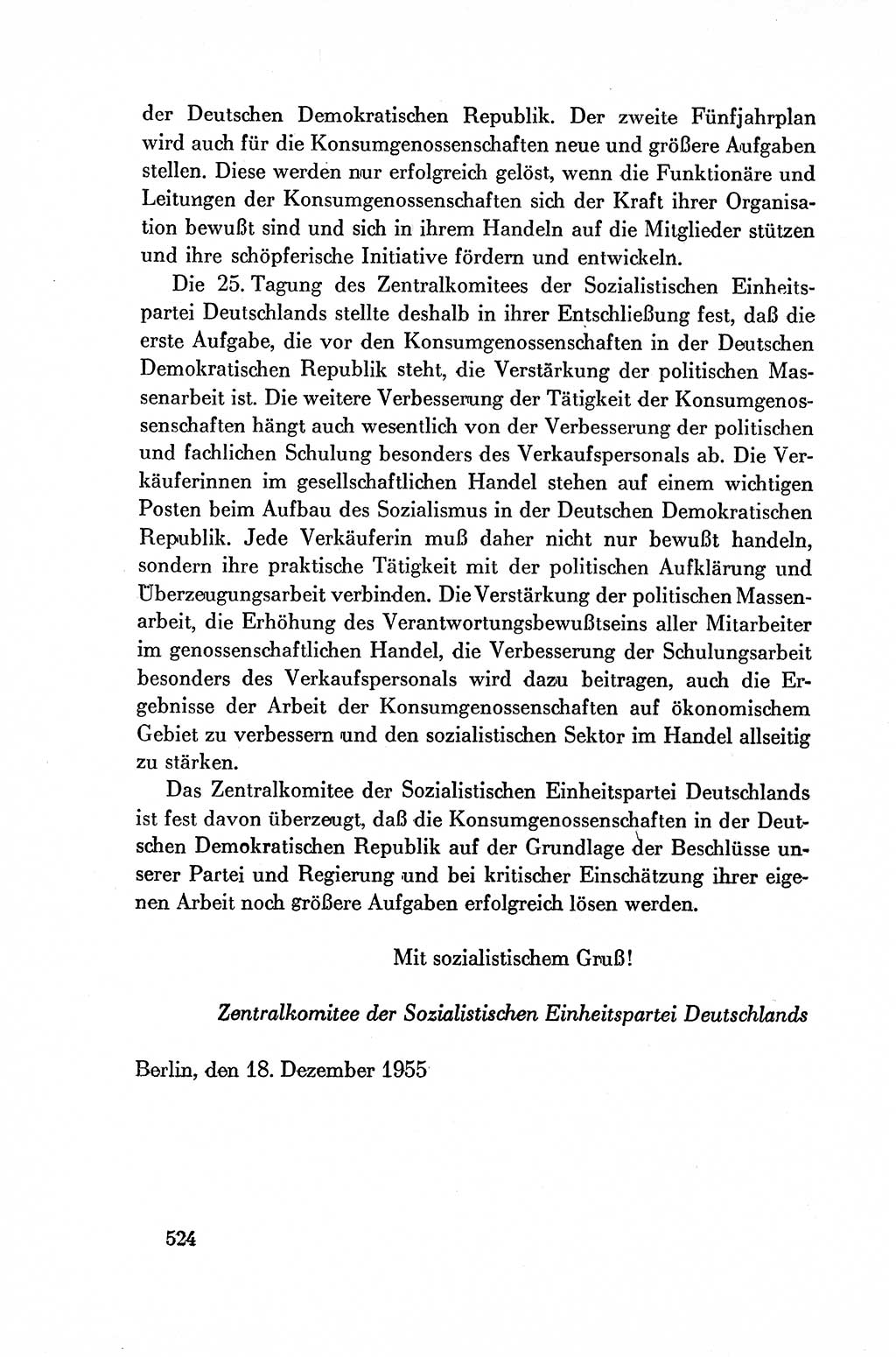Dokumente der Sozialistischen Einheitspartei Deutschlands (SED) [Deutsche Demokratische Republik (DDR)] 1954-1955, Seite 524 (Dok. SED DDR 1954-1955, S. 524)