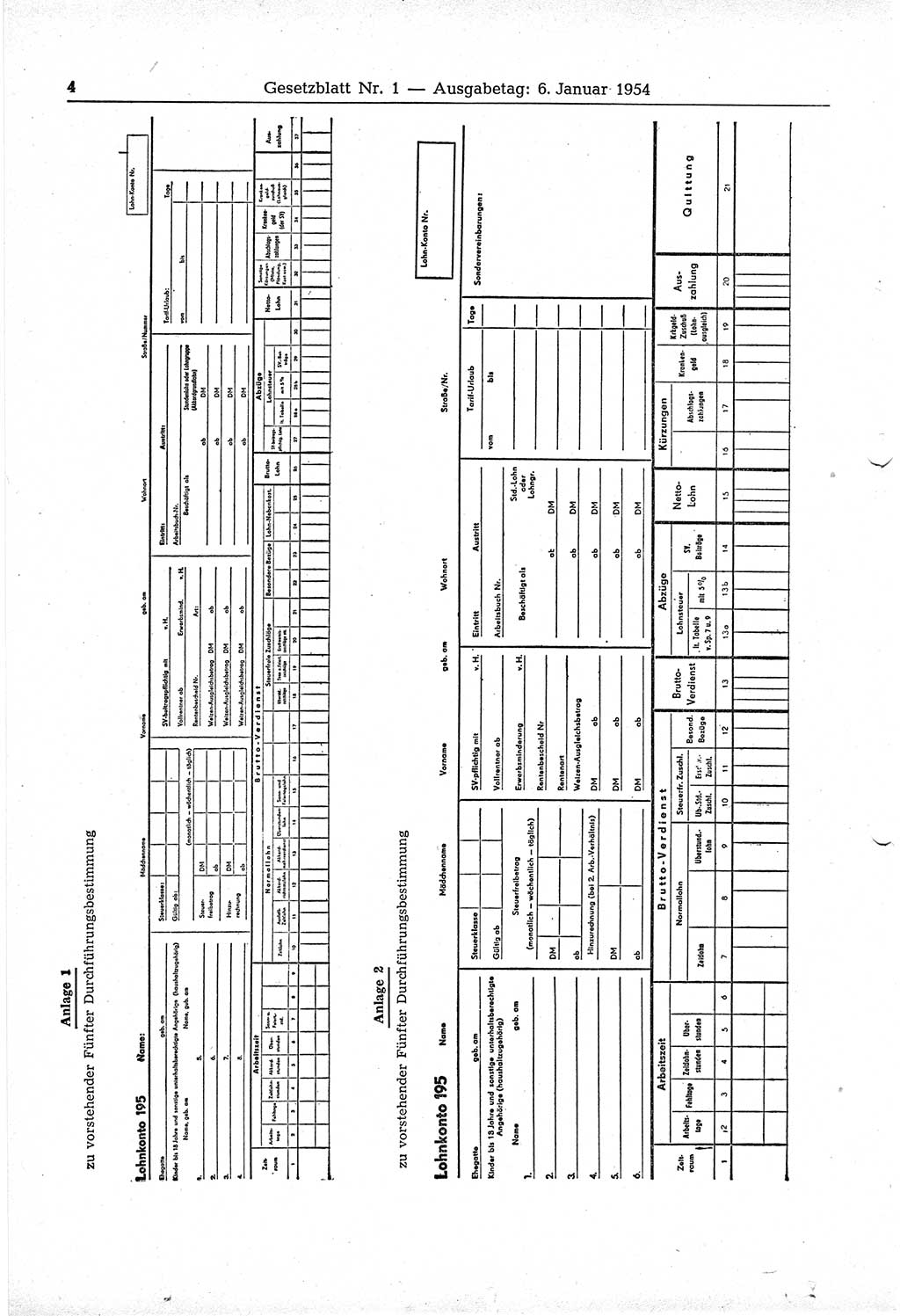 Gesetzblatt (GBl.) der Deutschen Demokratischen Republik (DDR) 1954, Seite 4 (GBl. DDR 1954, S. 4)