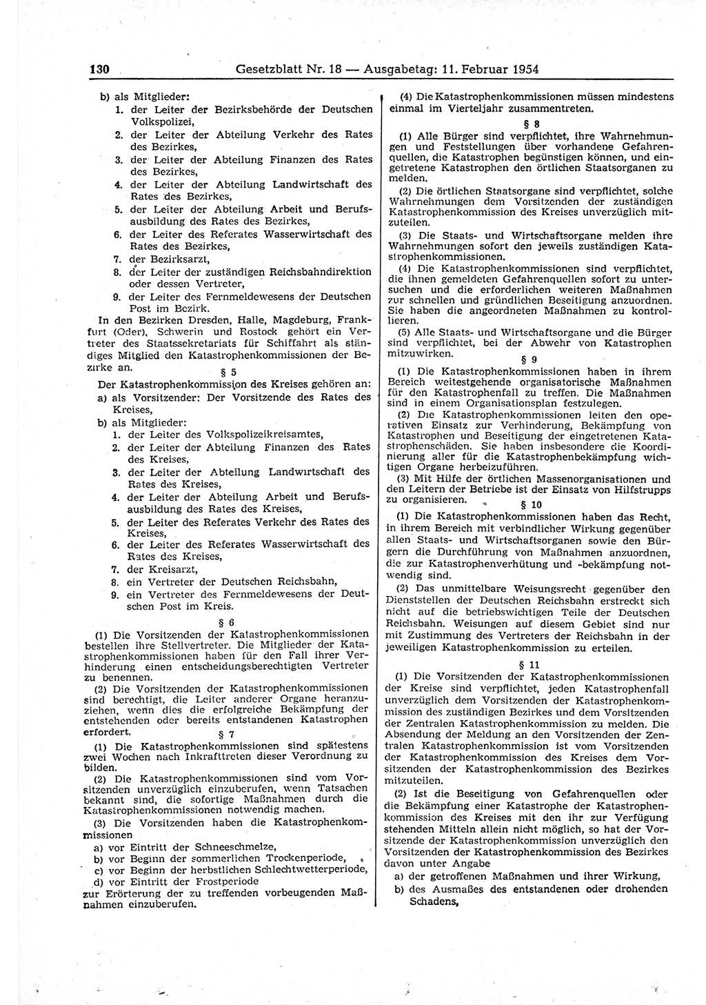 Gesetzblatt (GBl.) der Deutschen Demokratischen Republik (DDR) 1954, Seite 130 (GBl. DDR 1954, S. 130)
