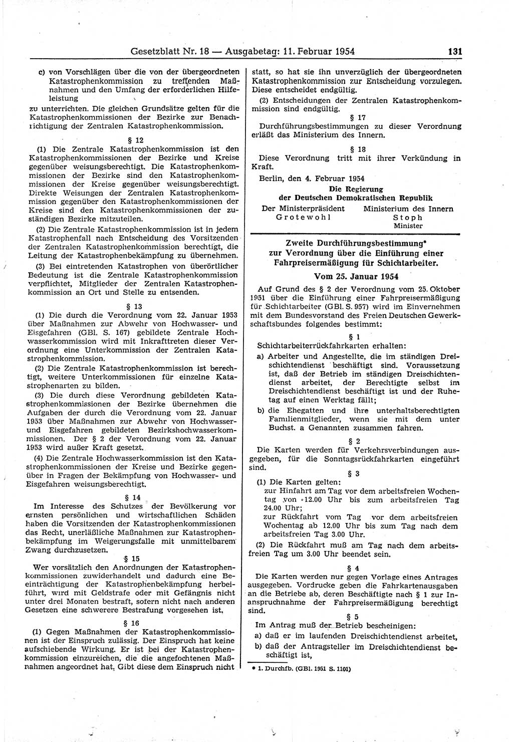 Gesetzblatt (GBl.) der Deutschen Demokratischen Republik (DDR) 1954, Seite 131 (GBl. DDR 1954, S. 131)