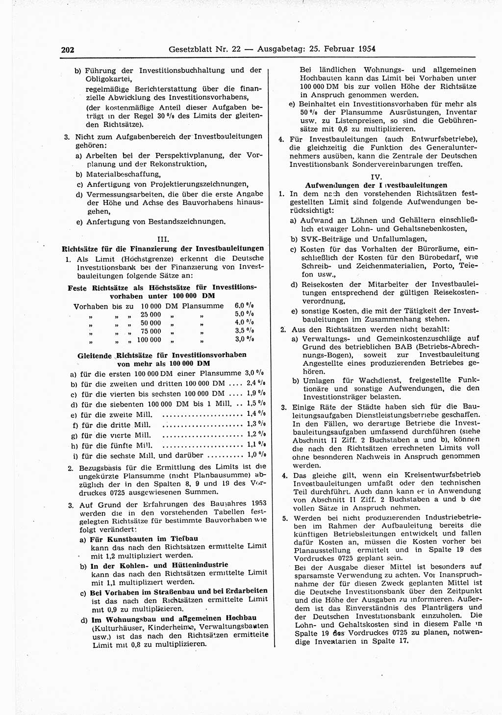 Gesetzblatt (GBl.) der Deutschen Demokratischen Republik (DDR) 1954, Seite 202 (GBl. DDR 1954, S. 202)