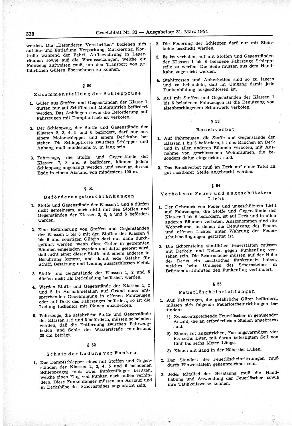 Gesetzblatt (GBl.) der Deutschen Demokratischen Republik (DDR) 1954, Seite 328 (GBl. DDR 1954, S. 328)