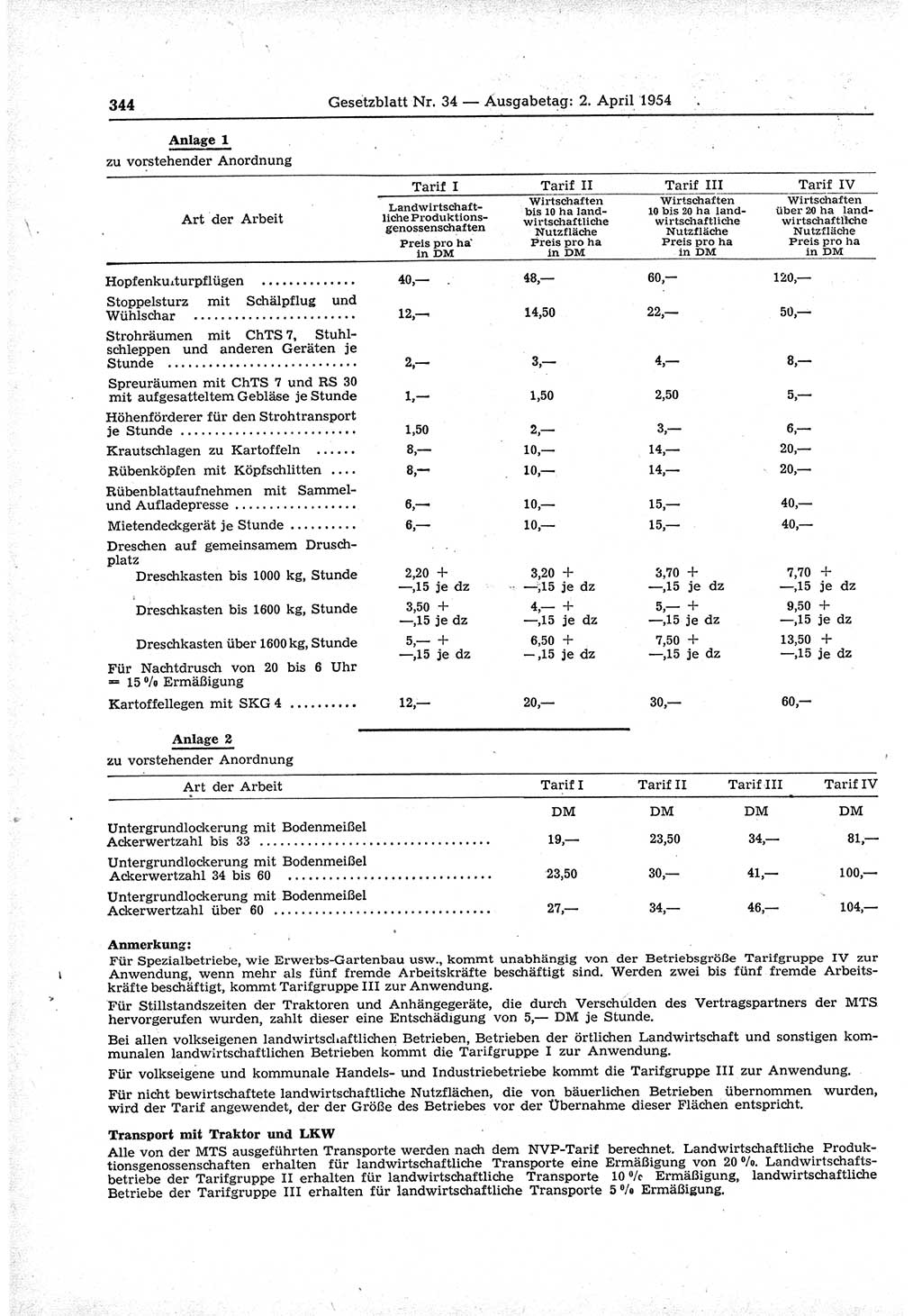 Gesetzblatt (GBl.) der Deutschen Demokratischen Republik (DDR) 1954, Seite 344 (GBl. DDR 1954, S. 344)