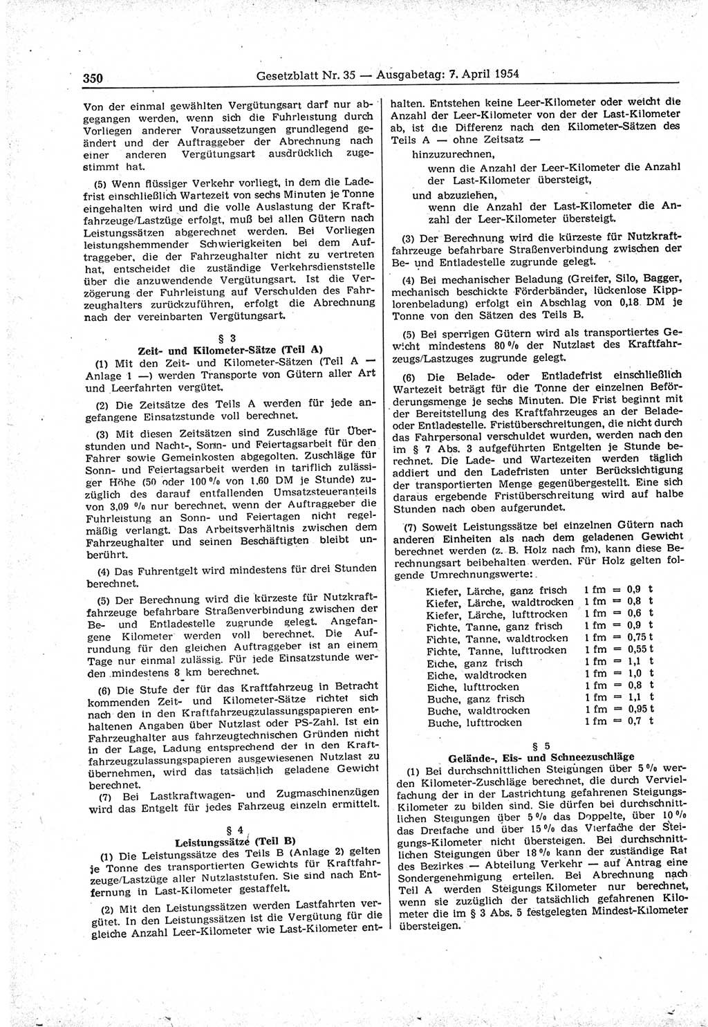Gesetzblatt (GBl.) der Deutschen Demokratischen Republik (DDR) 1954, Seite 350 (GBl. DDR 1954, S. 350)