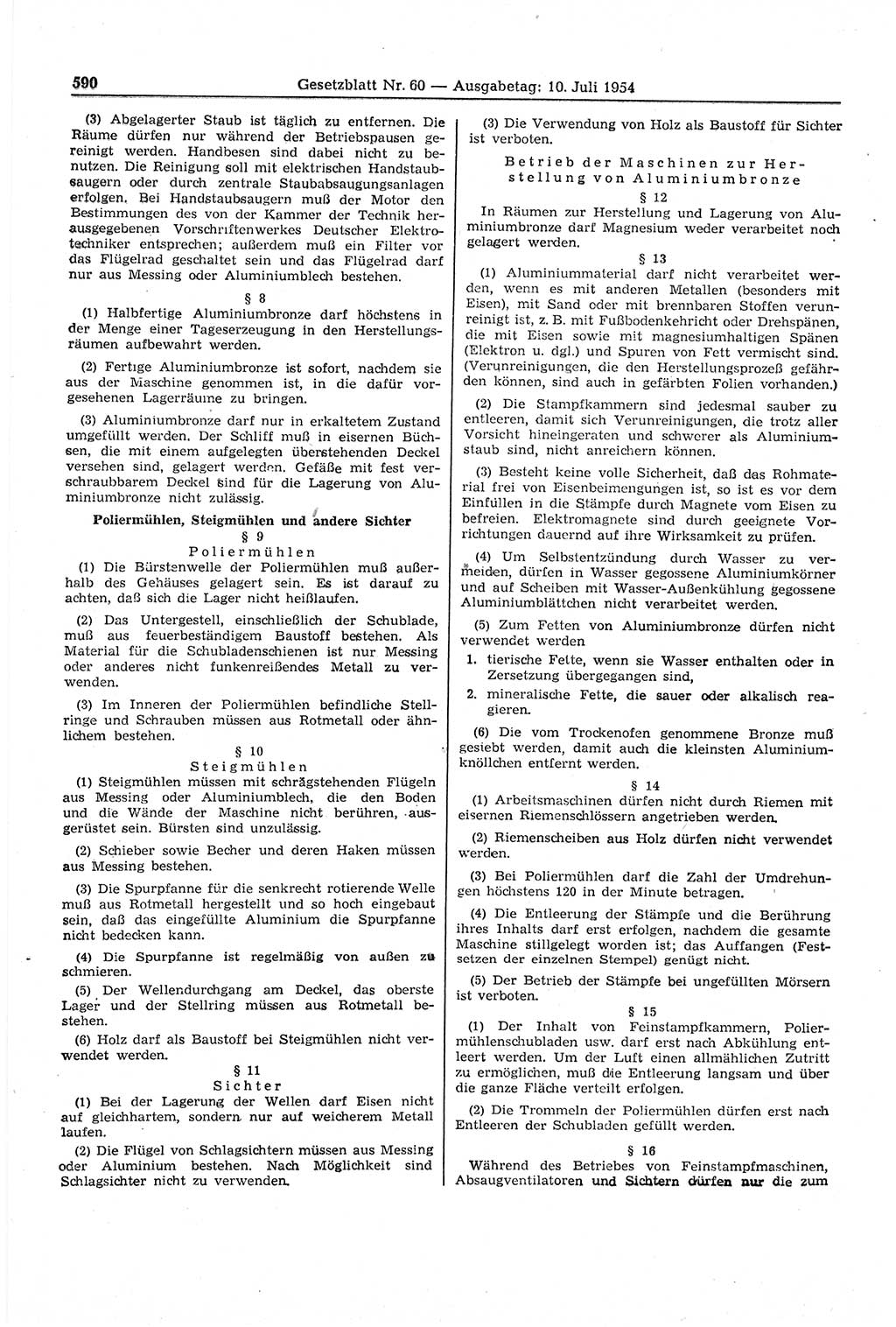 Gesetzblatt (GBl.) der Deutschen Demokratischen Republik (DDR) 1954, Seite 590 (GBl. DDR 1954, S. 590)