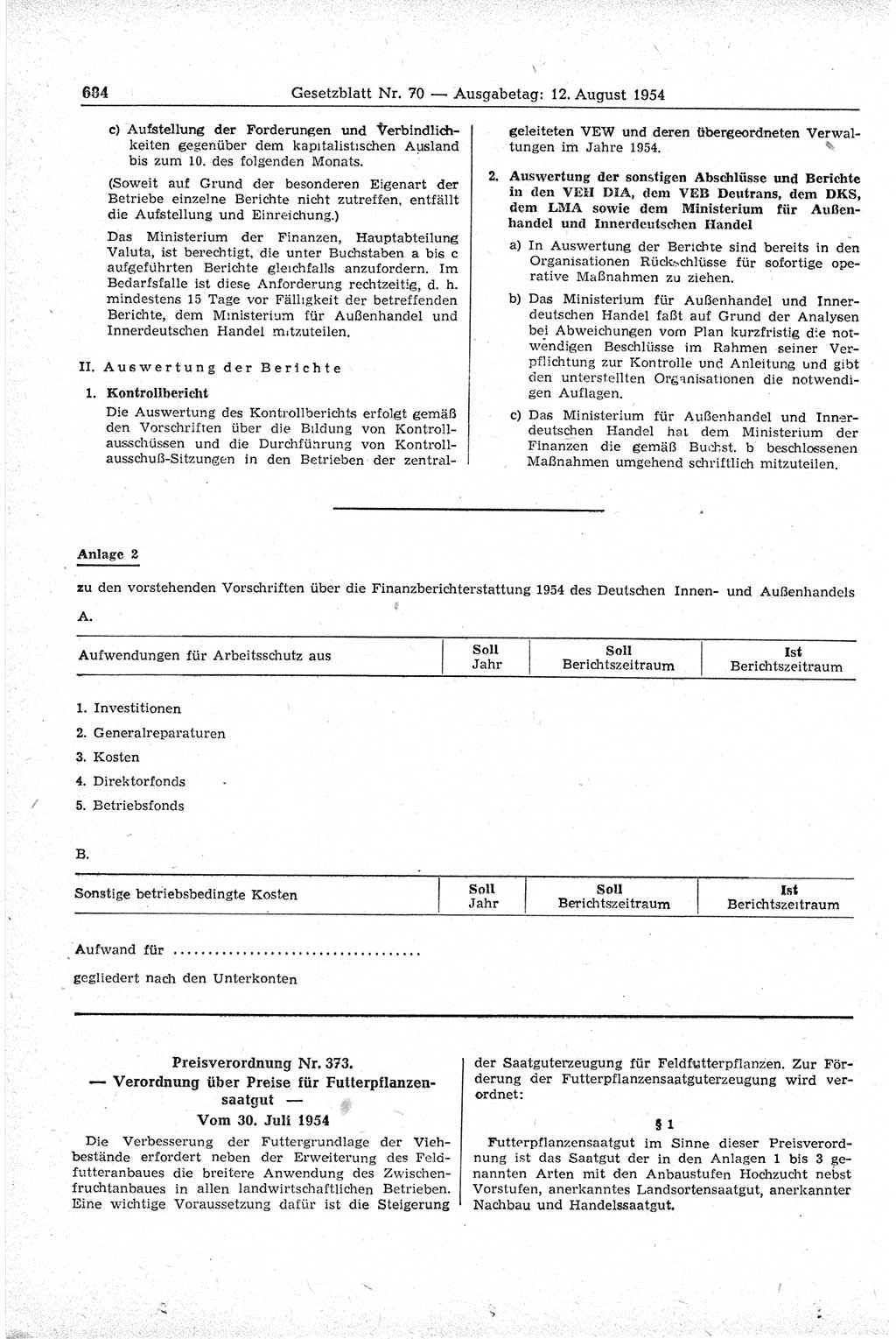 Gesetzblatt (GBl.) der Deutschen Demokratischen Republik (DDR) 1954, Seite 684 (GBl. DDR 1954, S. 684)