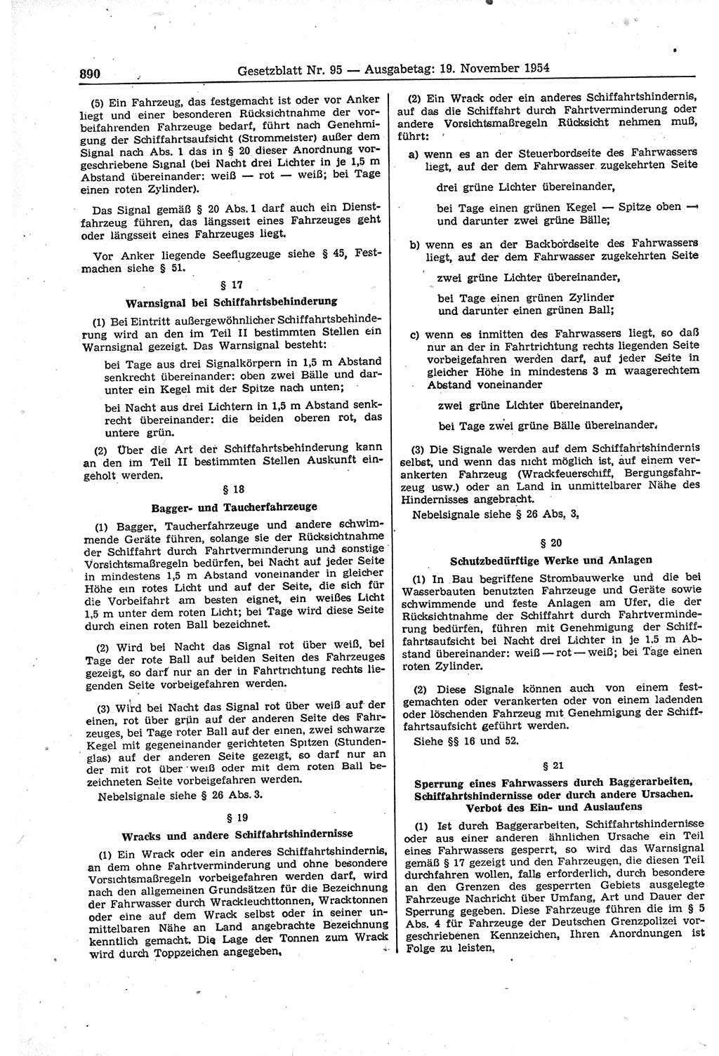 Gesetzblatt (GBl.) der Deutschen Demokratischen Republik (DDR) 1954, Seite 890 (GBl. DDR 1954, S. 890)