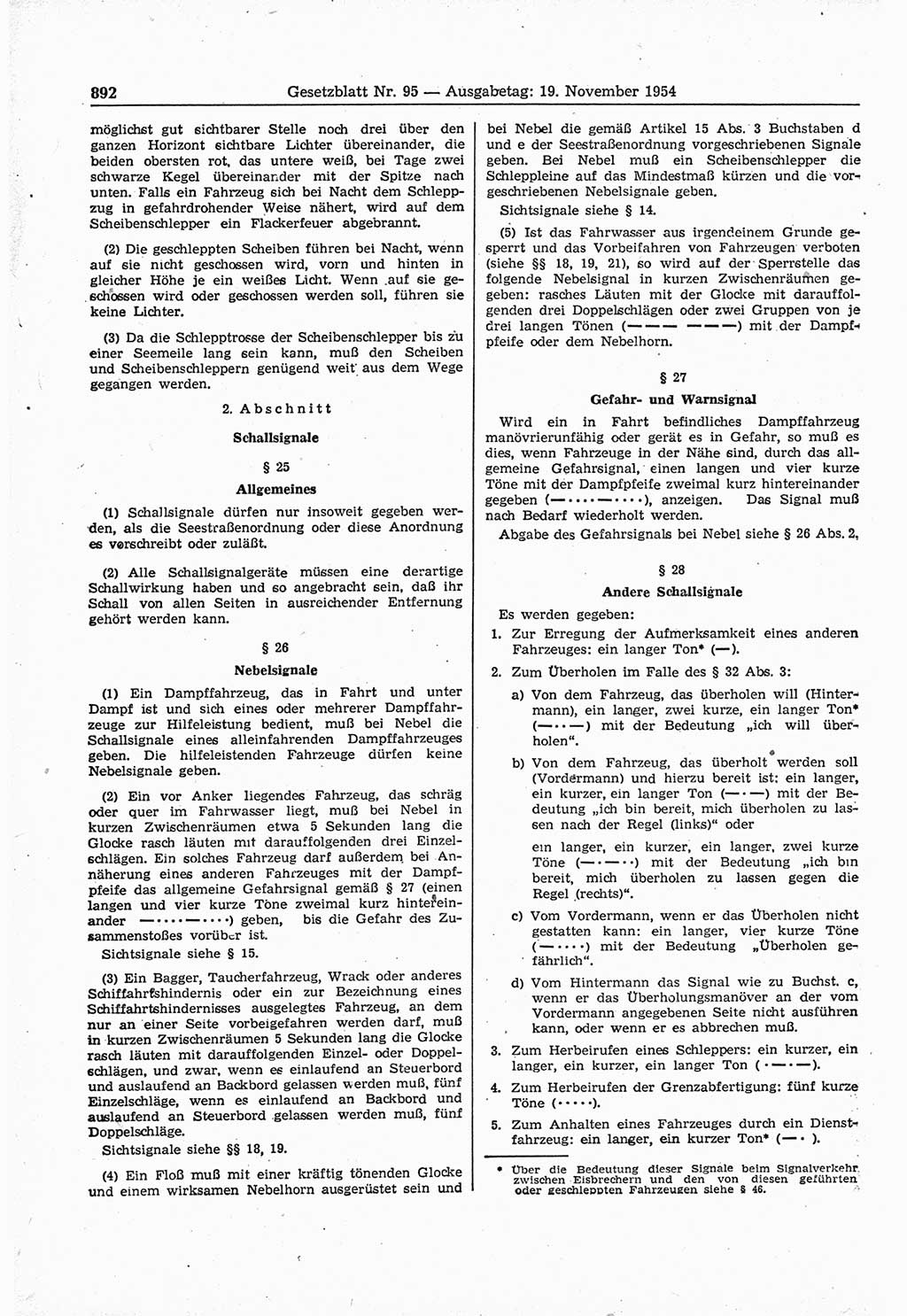 Gesetzblatt (GBl.) der Deutschen Demokratischen Republik (DDR) 1954, Seite 892 (GBl. DDR 1954, S. 892)