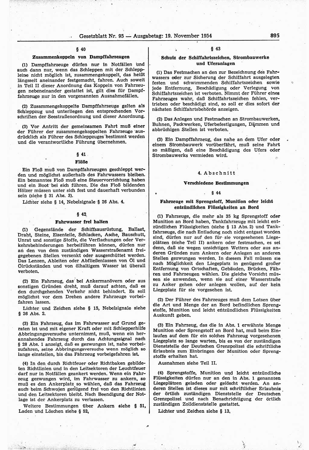 Gesetzblatt (GBl.) der Deutschen Demokratischen Republik (DDR) 1954, Seite 895 (GBl. DDR 1954, S. 895)