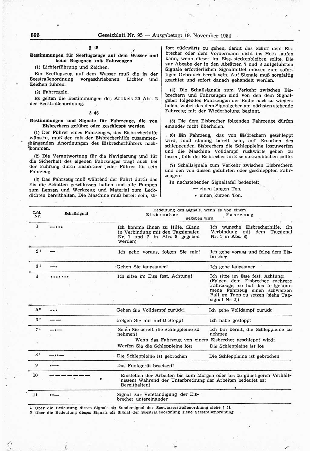 Gesetzblatt (GBl.) der Deutschen Demokratischen Republik (DDR) 1954, Seite 896 (GBl. DDR 1954, S. 896)