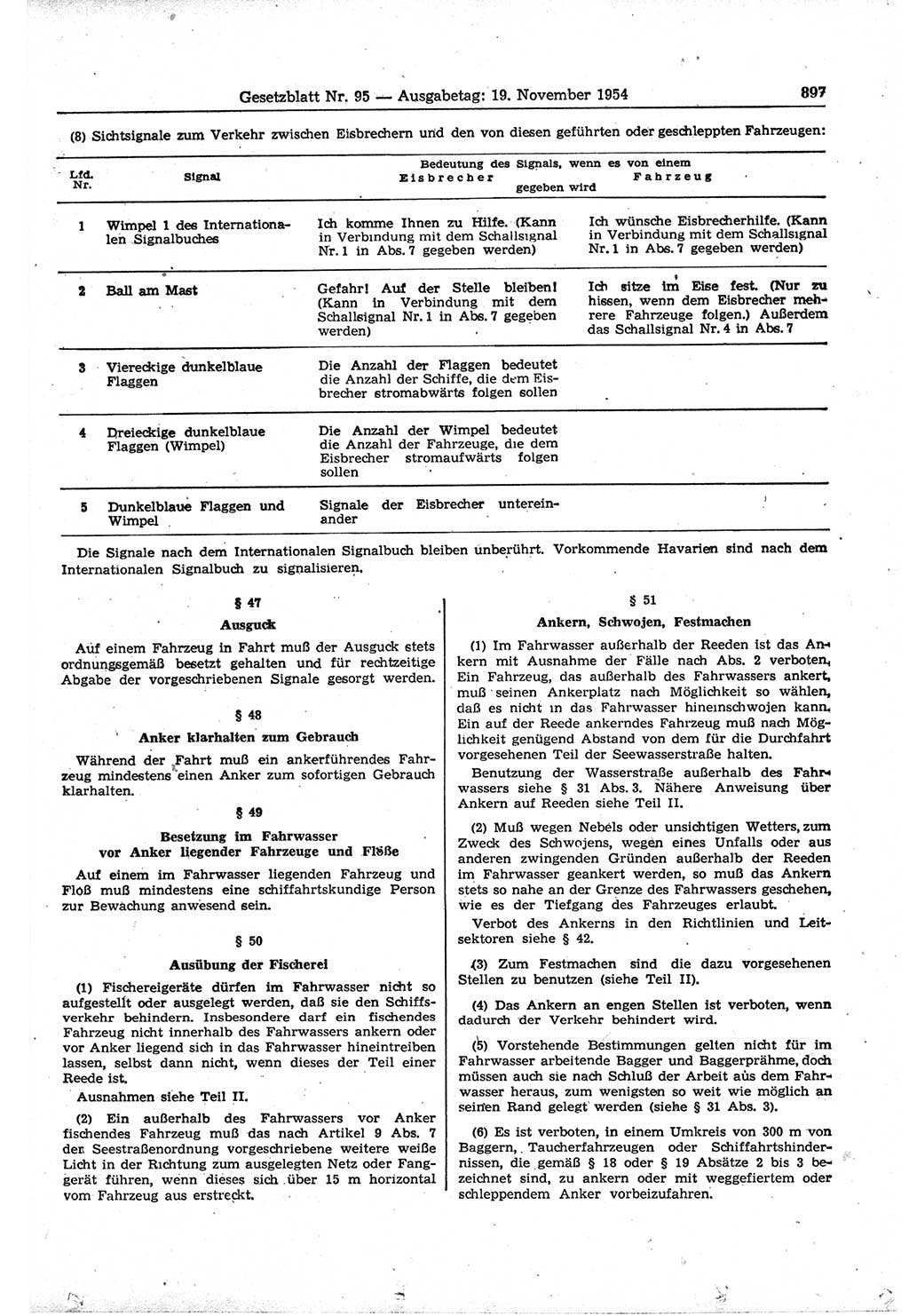 Gesetzblatt (GBl.) der Deutschen Demokratischen Republik (DDR) 1954, Seite 897 (GBl. DDR 1954, S. 897)