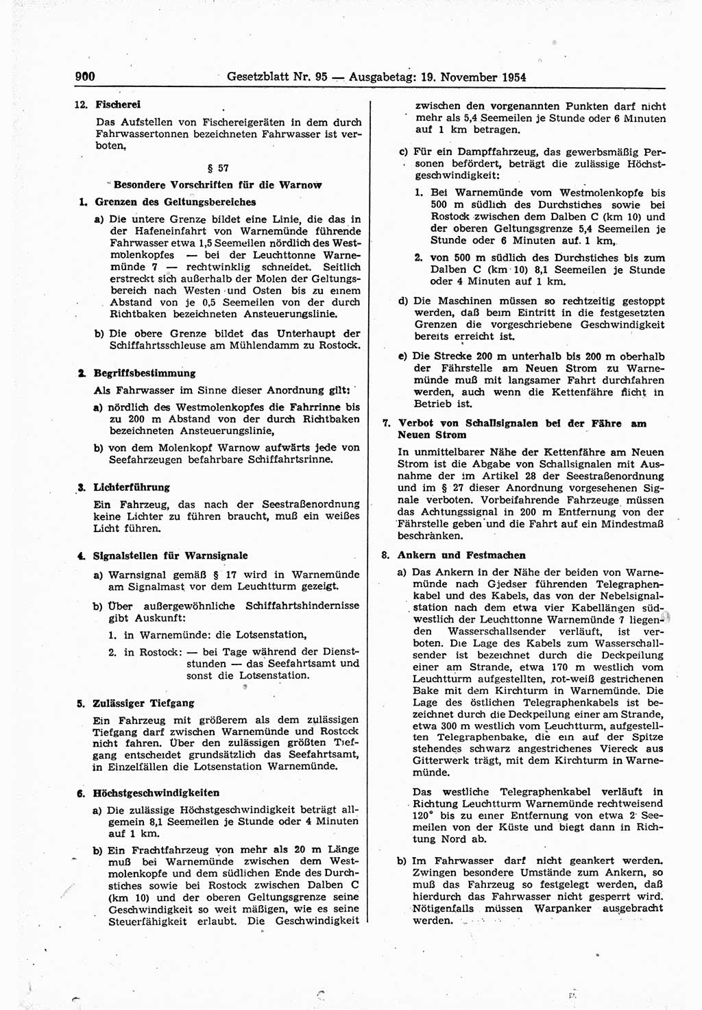 Gesetzblatt (GBl.) der Deutschen Demokratischen Republik (DDR) 1954, Seite 900 (GBl. DDR 1954, S. 900)