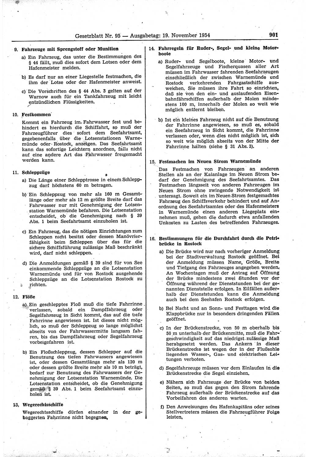 Gesetzblatt (GBl.) der Deutschen Demokratischen Republik (DDR) 1954, Seite 901 (GBl. DDR 1954, S. 901)