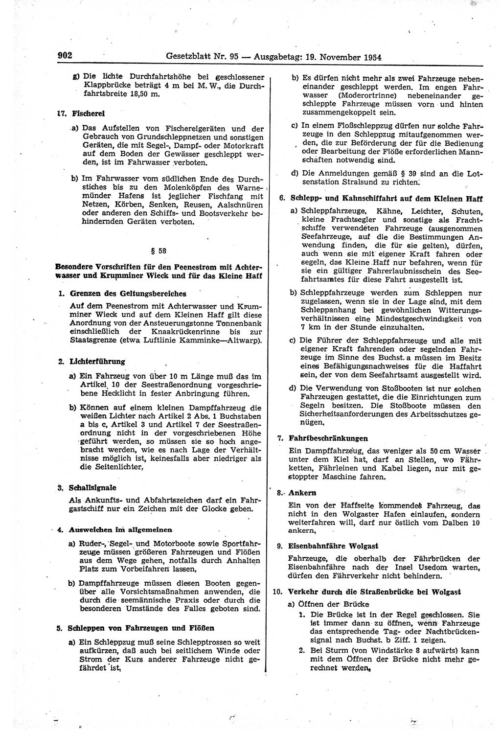 Gesetzblatt (GBl.) der Deutschen Demokratischen Republik (DDR) 1954, Seite 902 (GBl. DDR 1954, S. 902)