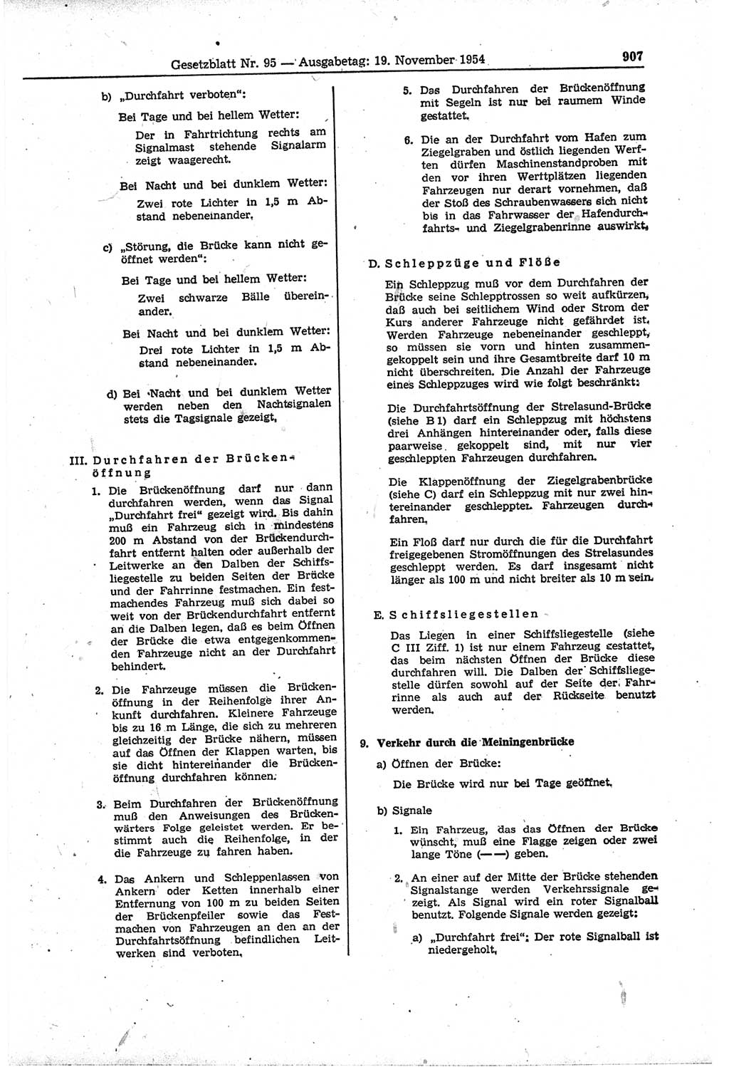 Gesetzblatt (GBl.) der Deutschen Demokratischen Republik (DDR) 1954, Seite 907 (GBl. DDR 1954, S. 907)
