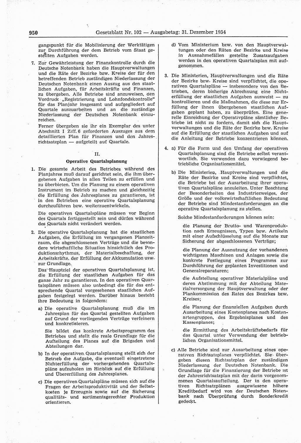 Gesetzblatt (GBl.) der Deutschen Demokratischen Republik (DDR) 1954, Seite 950 (GBl. DDR 1954, S. 950)