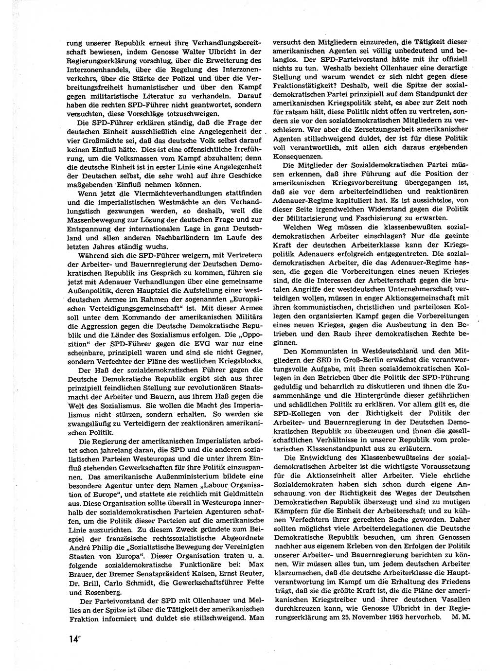 Neuer Weg (NW), Organ des Zentralkomitees (ZK) der SED (Sozialistische Einheitspartei Deutschlands) für alle Parteiarbeiter, 9. Jahrgang [Deutsche Demokratische Republik (DDR)] 1954, Heft 1/14 (NW ZK SED DDR 1954, H. 1/14)