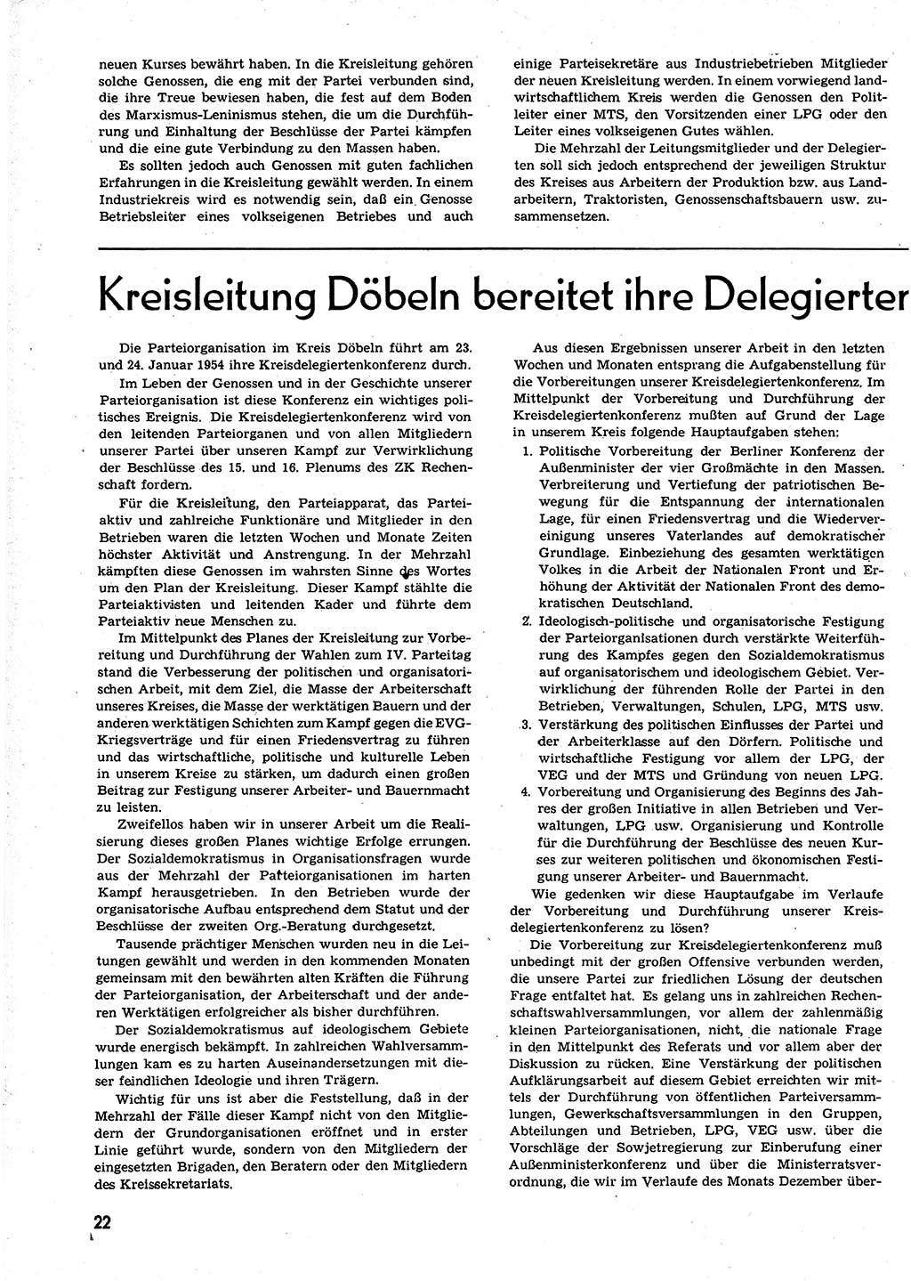 Neuer Weg (NW), Organ des Zentralkomitees (ZK) der SED (Sozialistische Einheitspartei Deutschlands) für alle Parteiarbeiter, 9. Jahrgang [Deutsche Demokratische Republik (DDR)] 1954, Heft 1/22 (NW ZK SED DDR 1954, H. 1/22)